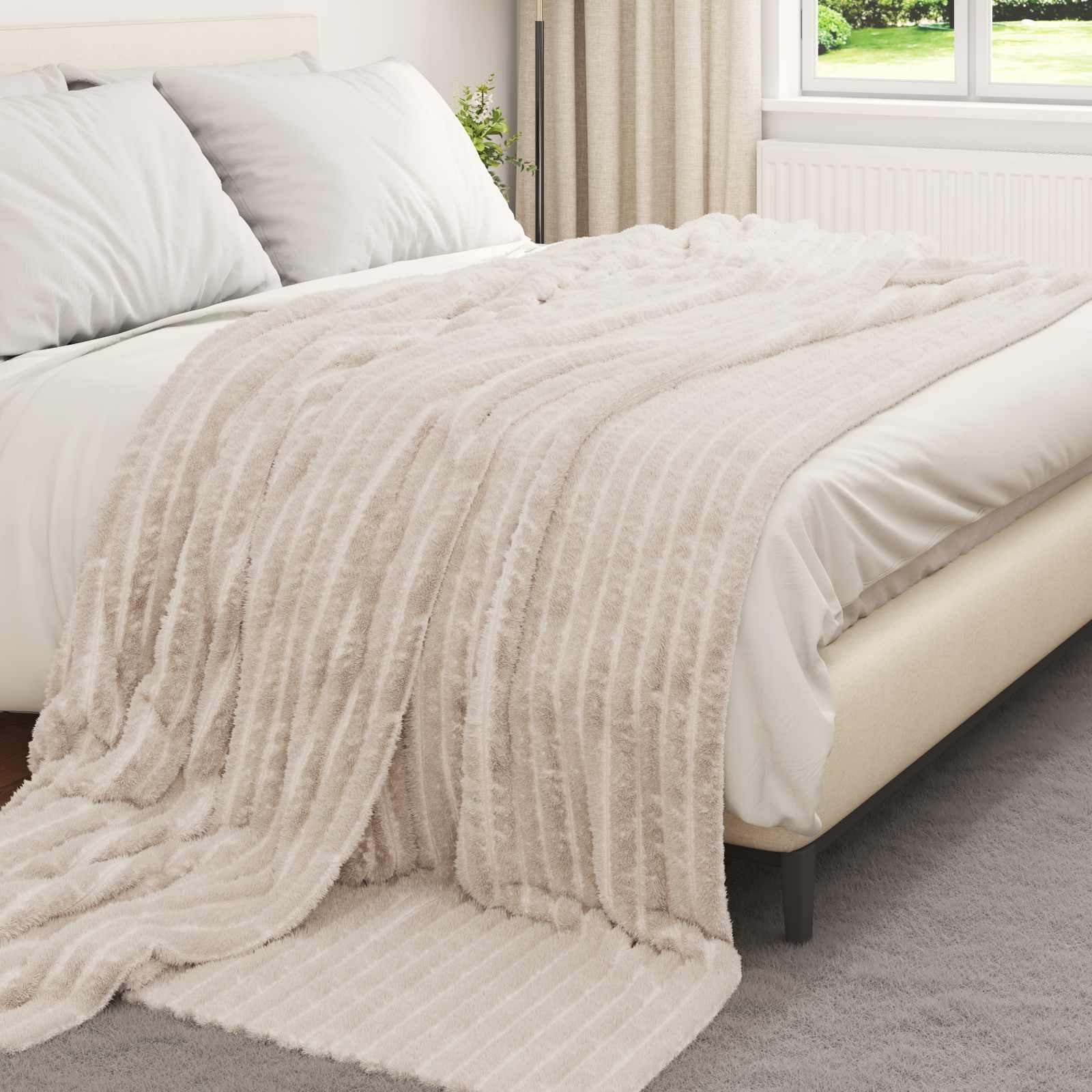Gooi Deken Beige 240 x 220 cm Fleece is nu te koop bij PeponiXL, paradijselijk wonen!