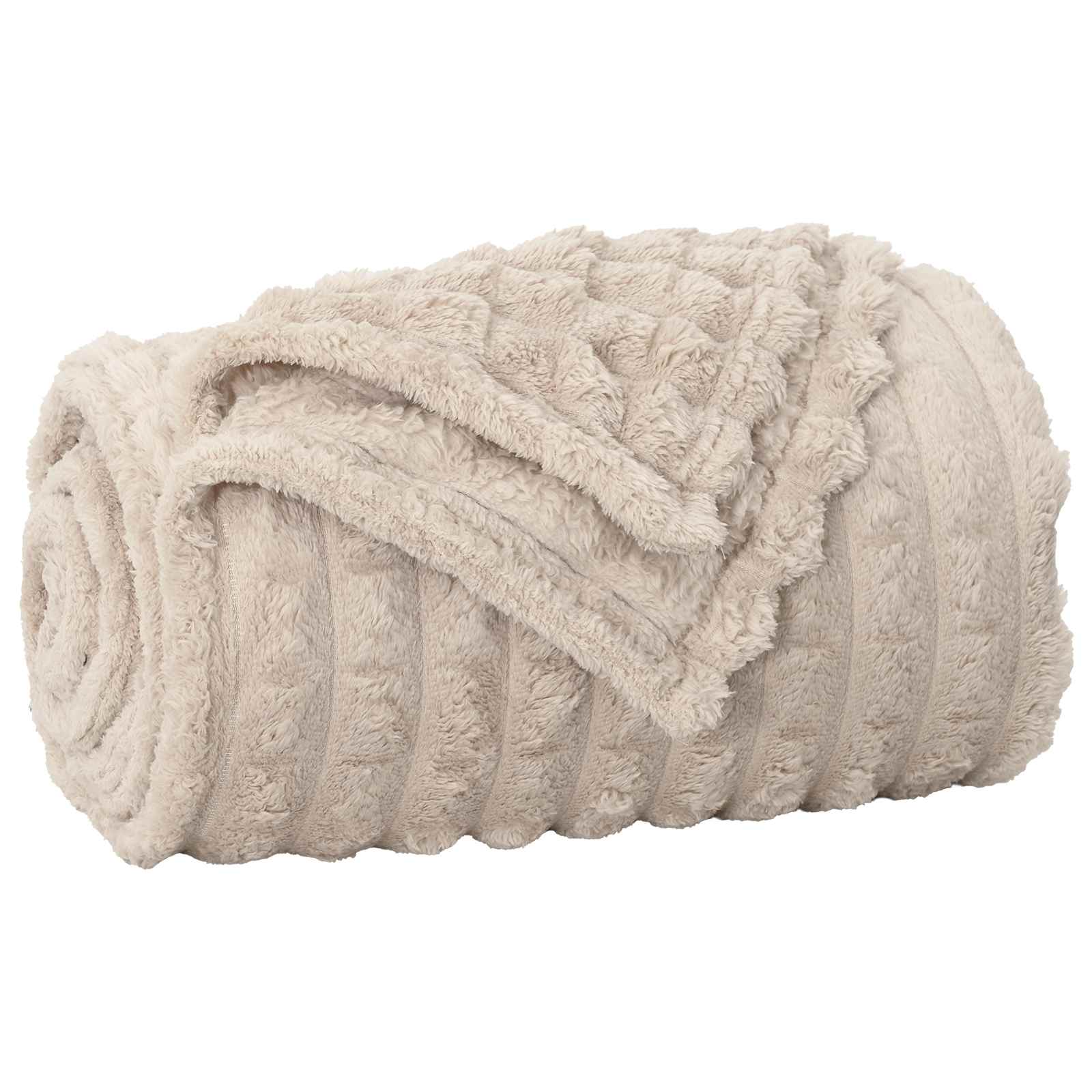 Gooi Deken Beige 240 x 220 cm Fleece is nu te koop bij PeponiXL, paradijselijk wonen!