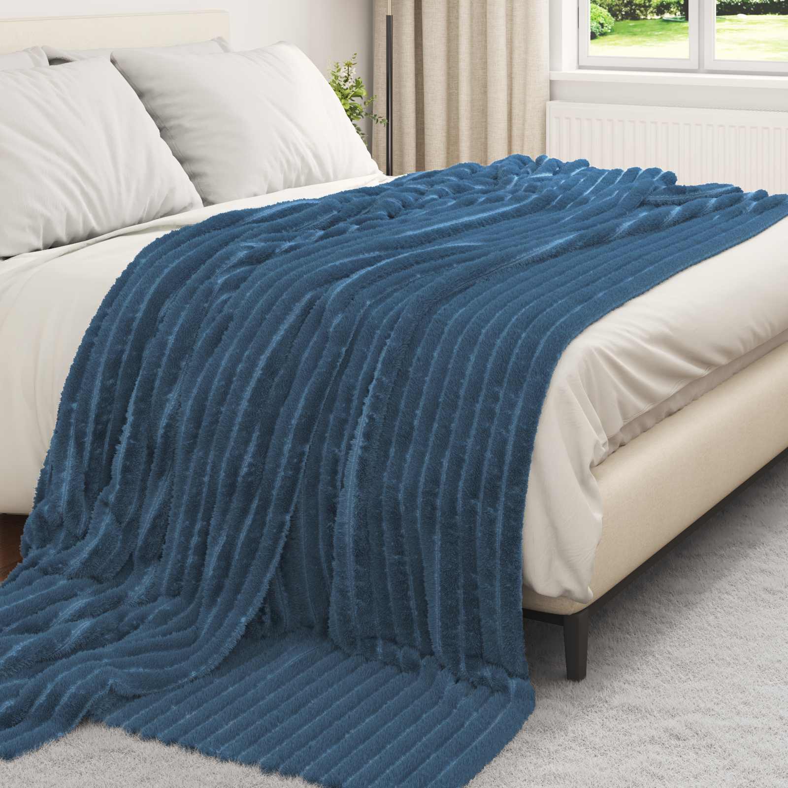Gooi Deken Marineblauw 270 x 240 cm Fleece is nu te koop bij PeponiXL, paradijselijk wonen!