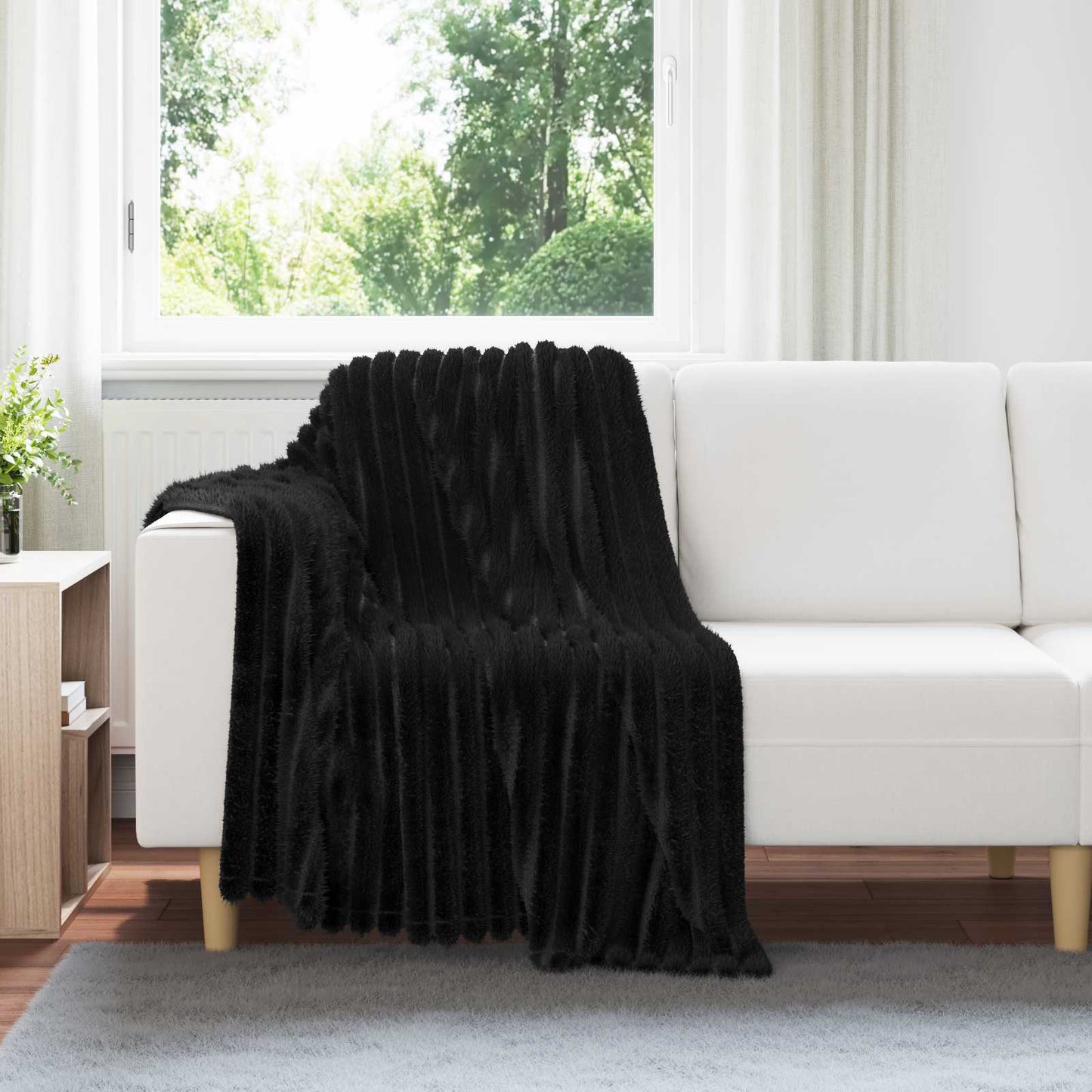 Gooi Deken Zwart 150 x 130 cm Fleece is nu te koop bij PeponiXL, paradijselijk wonen!