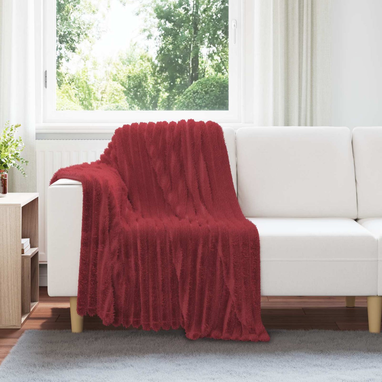 Gooi Deken Bordeaux Rood 150 x 130 cm Fleece is nu te koop bij PeponiXL, paradijselijk wonen!