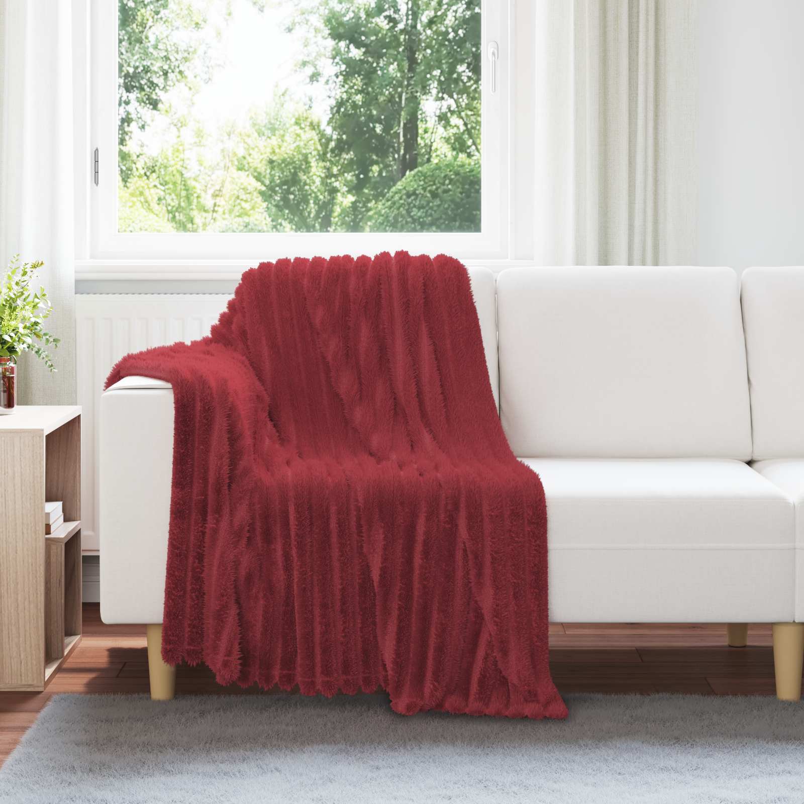 Gooi Deken Bordeaux Rood 150 x 130 cm Fleece is nu te koop bij PeponiXL, paradijselijk wonen!
