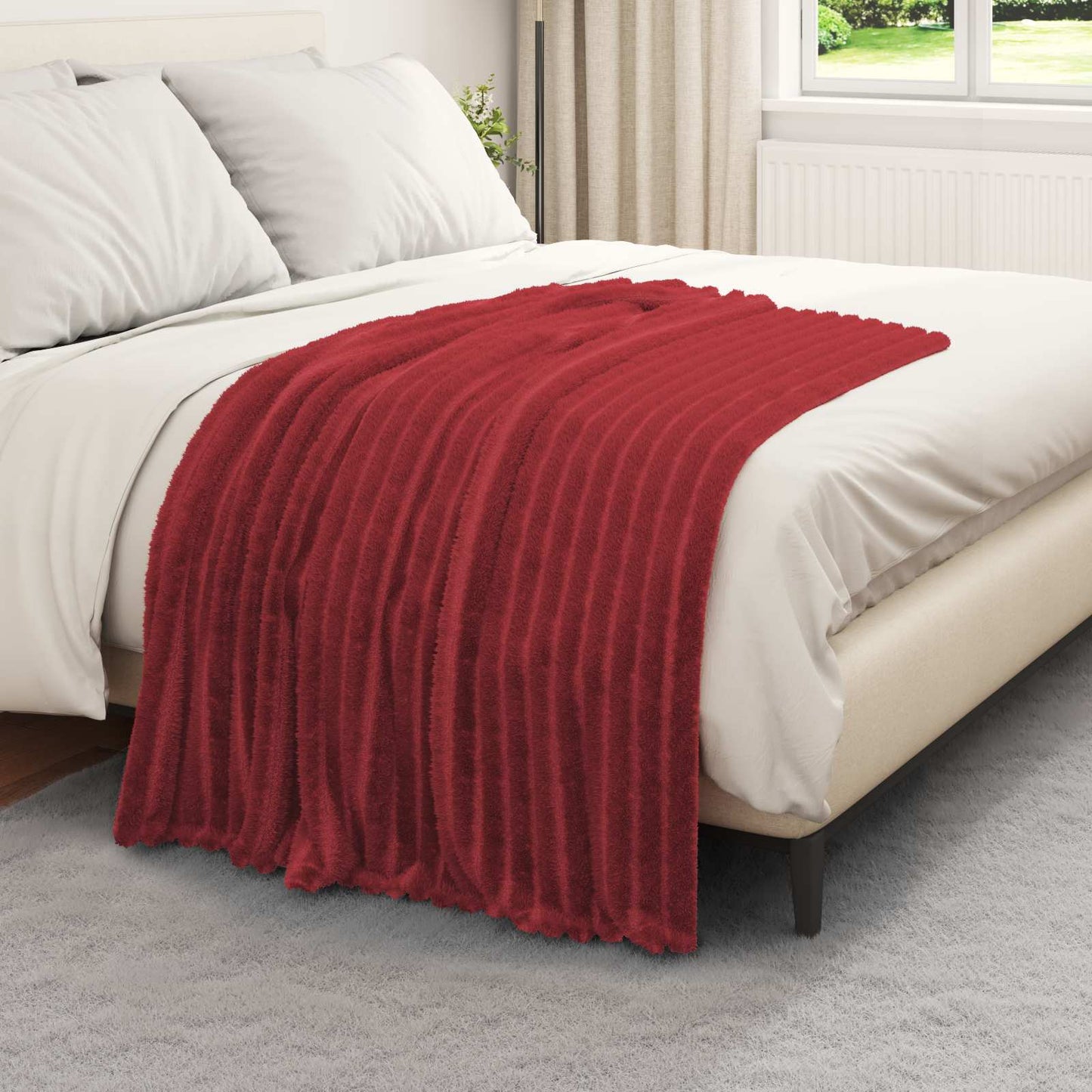 Gooi Deken Bordeaux Rood 150 x 130 cm Fleece is nu te koop bij PeponiXL, paradijselijk wonen!