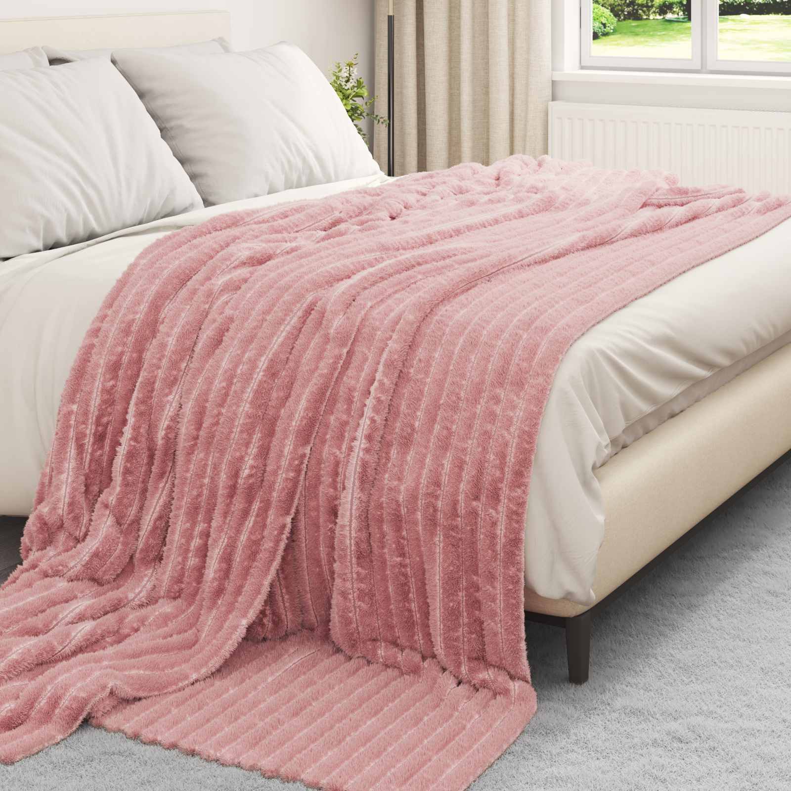 Gooi Deken Roze 240 x 220 cm Fleece is nu te koop bij PeponiXL, paradijselijk wonen!