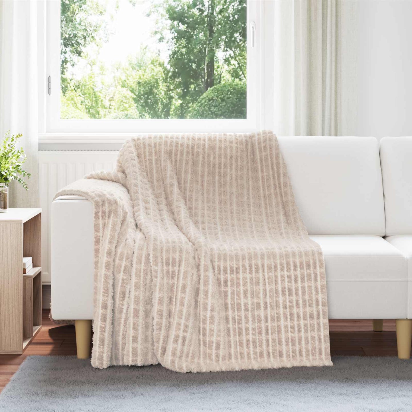 Gooi Deken Beige 200 x 150 cm Fleece is nu te koop bij PeponiXL, paradijselijk wonen!