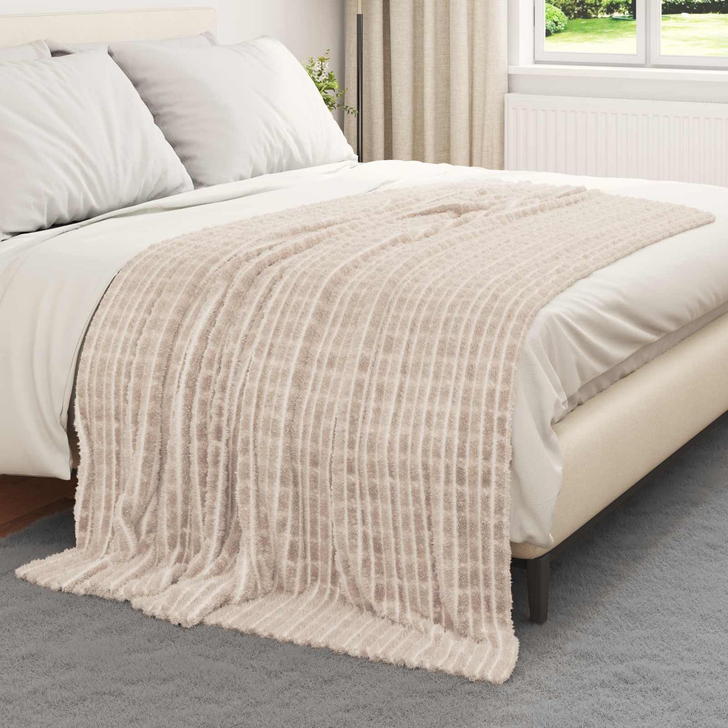Gooi Deken Beige 200 x 150 cm Fleece is nu te koop bij PeponiXL, paradijselijk wonen!