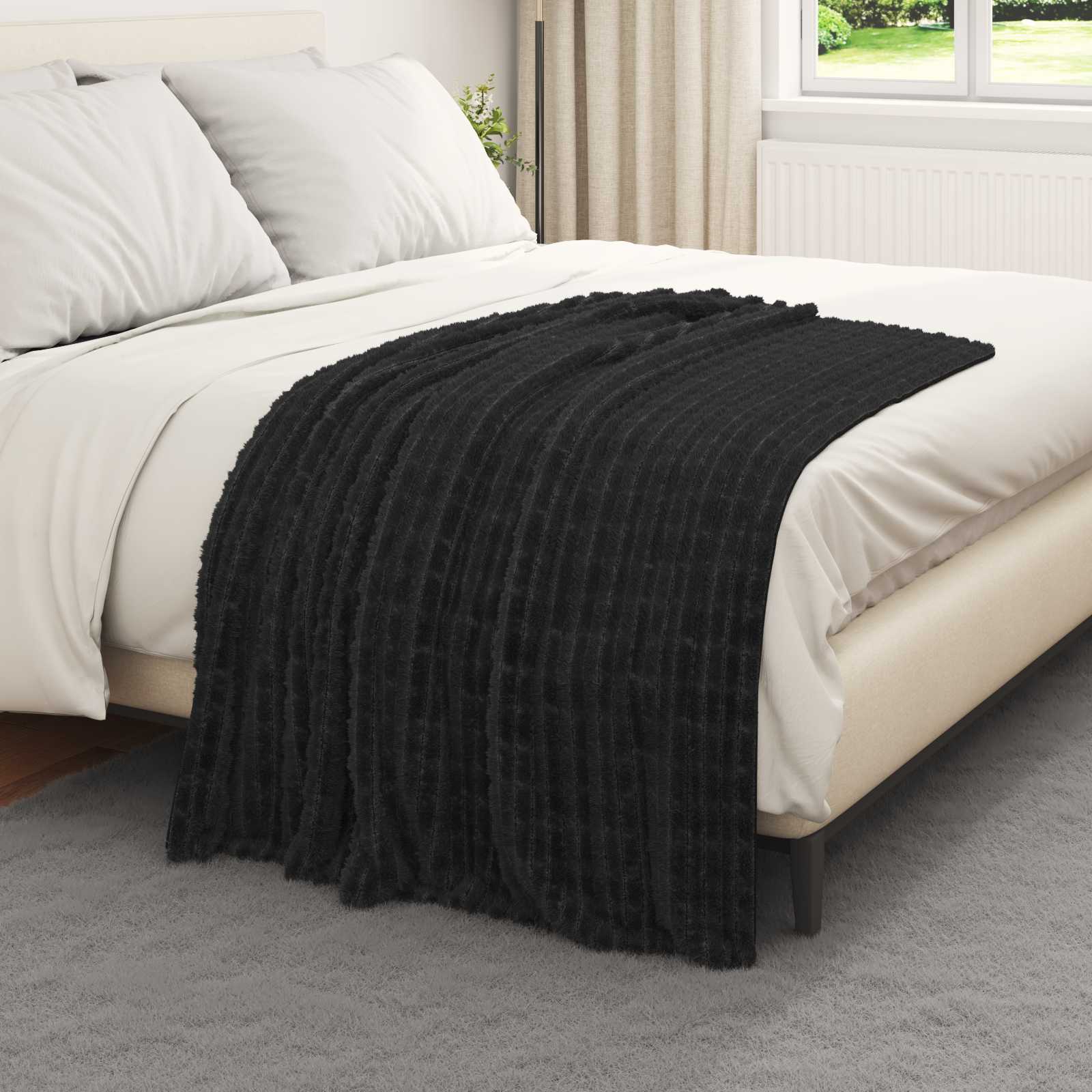 Gooi Deken Zwart 150 x 130 cm Fleece is nu te koop bij PeponiXL, paradijselijk wonen!