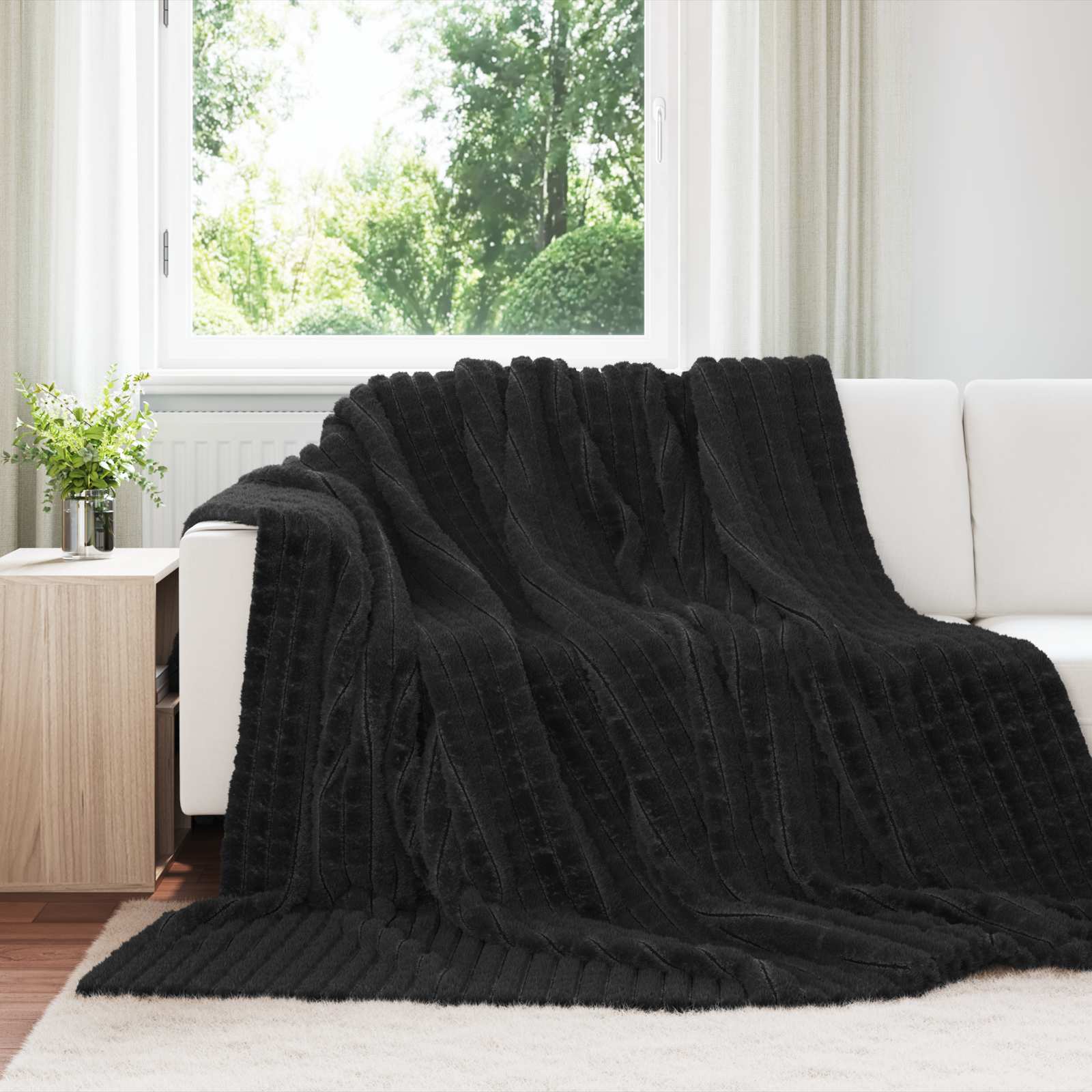 Gooi Deken Zwart 240 x 220 cm Fleece is nu te koop bij PeponiXL, paradijselijk wonen!