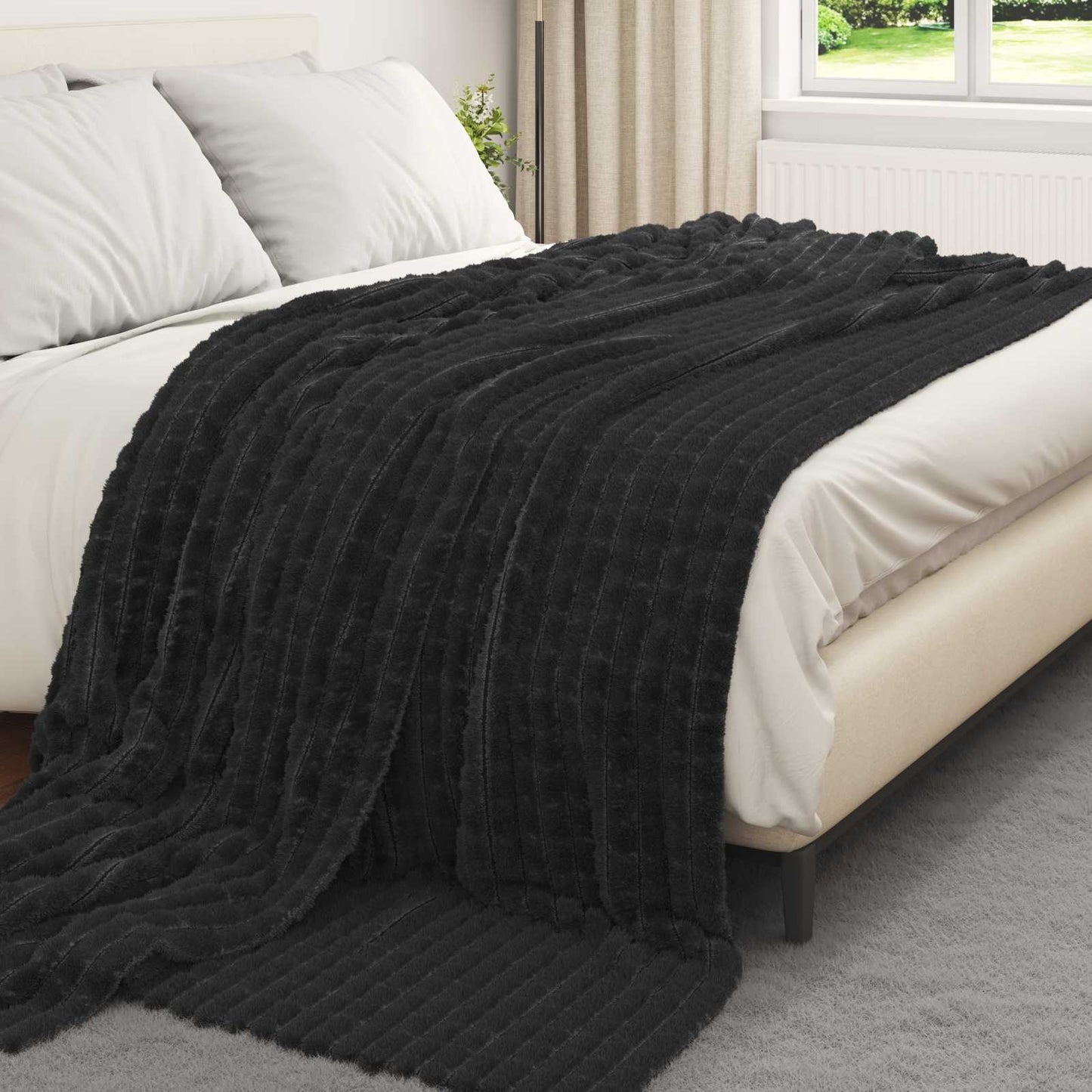 Gooi Deken Zwart 240 x 220 cm Fleece is nu te koop bij PeponiXL, paradijselijk wonen!