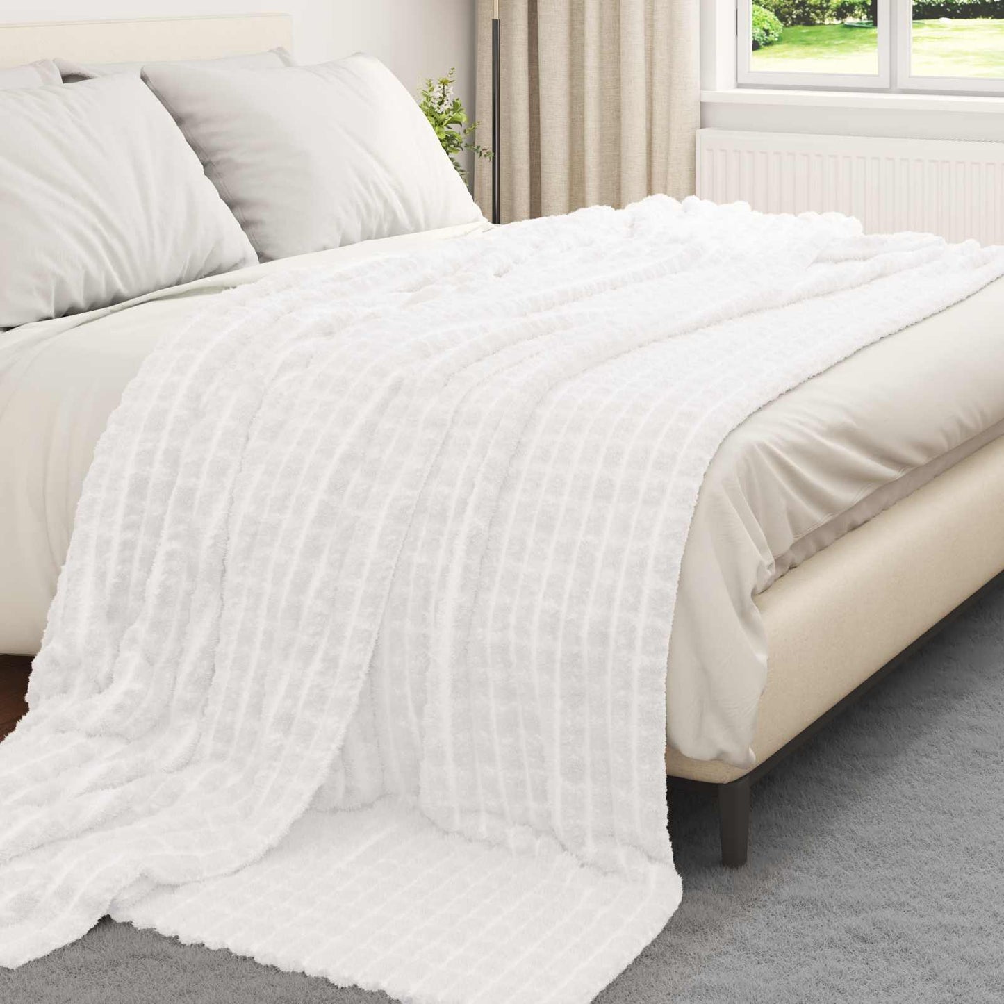 Gooi Deken Wit 240 x 220 cm Fleece is nu te koop bij PeponiXL, paradijselijk wonen!