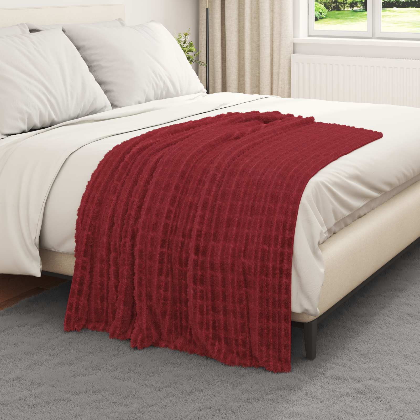 Gooi Deken Bordeaux Rood 150 x 130 cm Fleece is nu te koop bij PeponiXL, paradijselijk wonen!