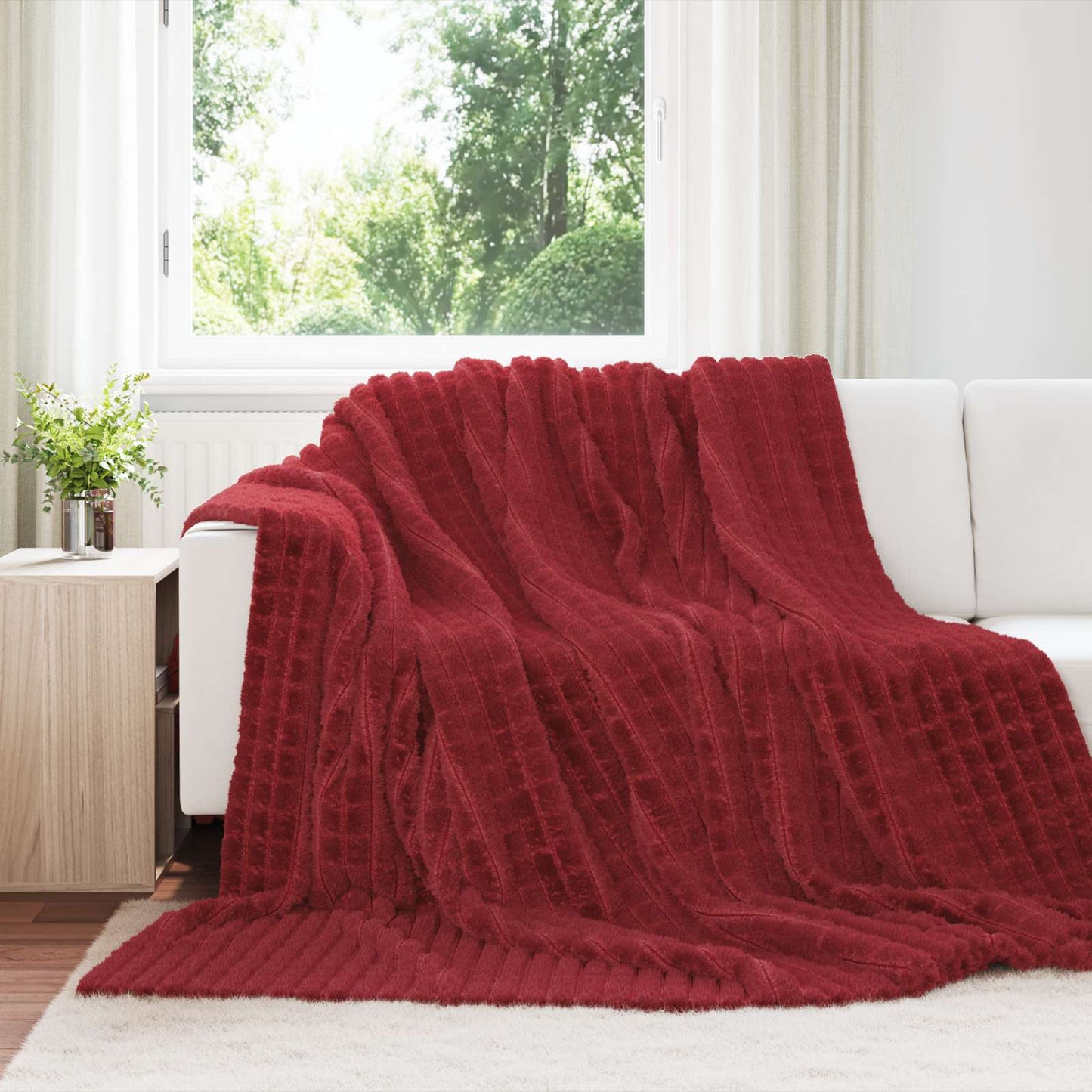 Gooi Deken Bordeaux Rood 240 x 220 cm Fleece is nu te koop bij PeponiXL, paradijselijk wonen!