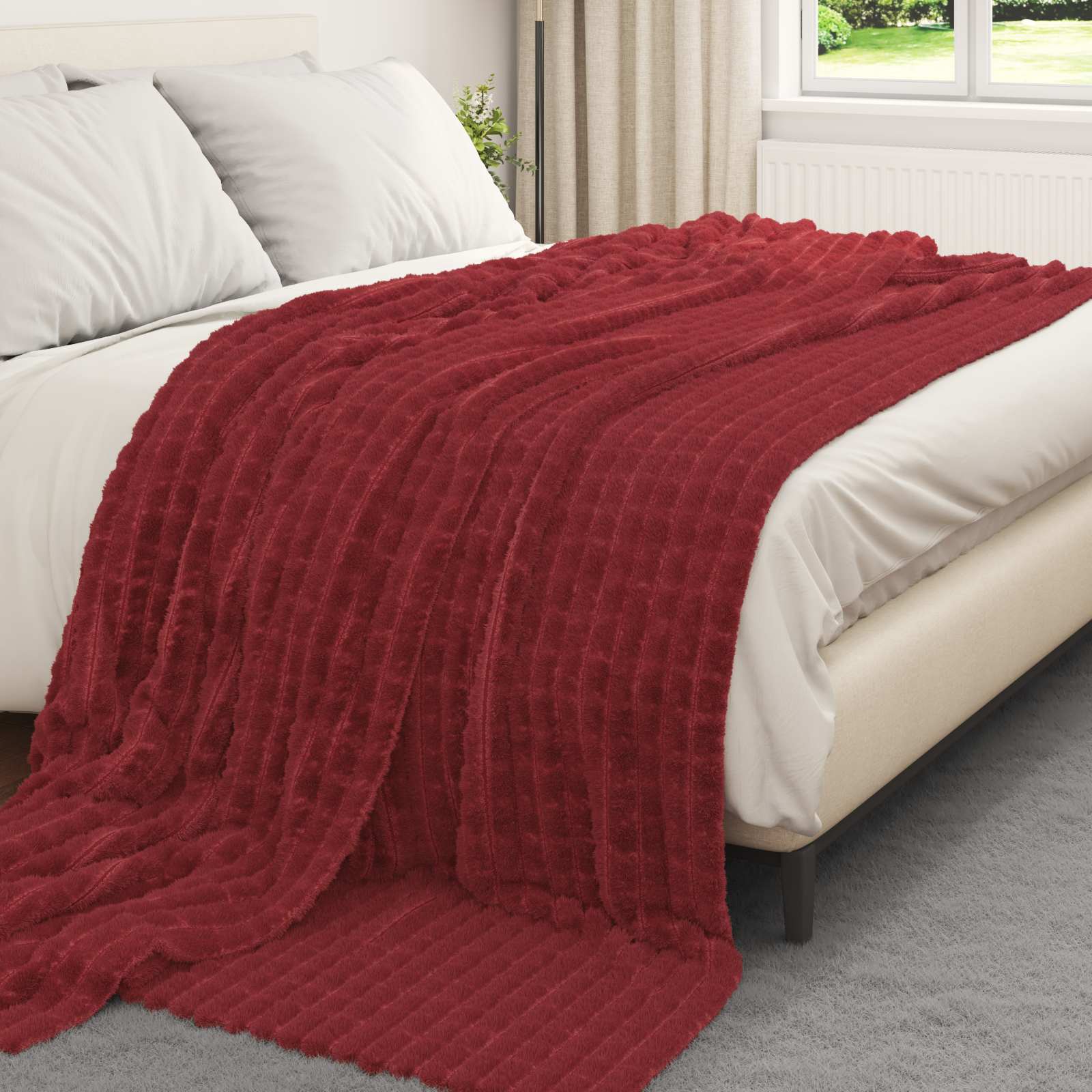 Gooi Deken Bordeaux Rood 270 x 240 cm Fleece is nu te koop bij PeponiXL, paradijselijk wonen!