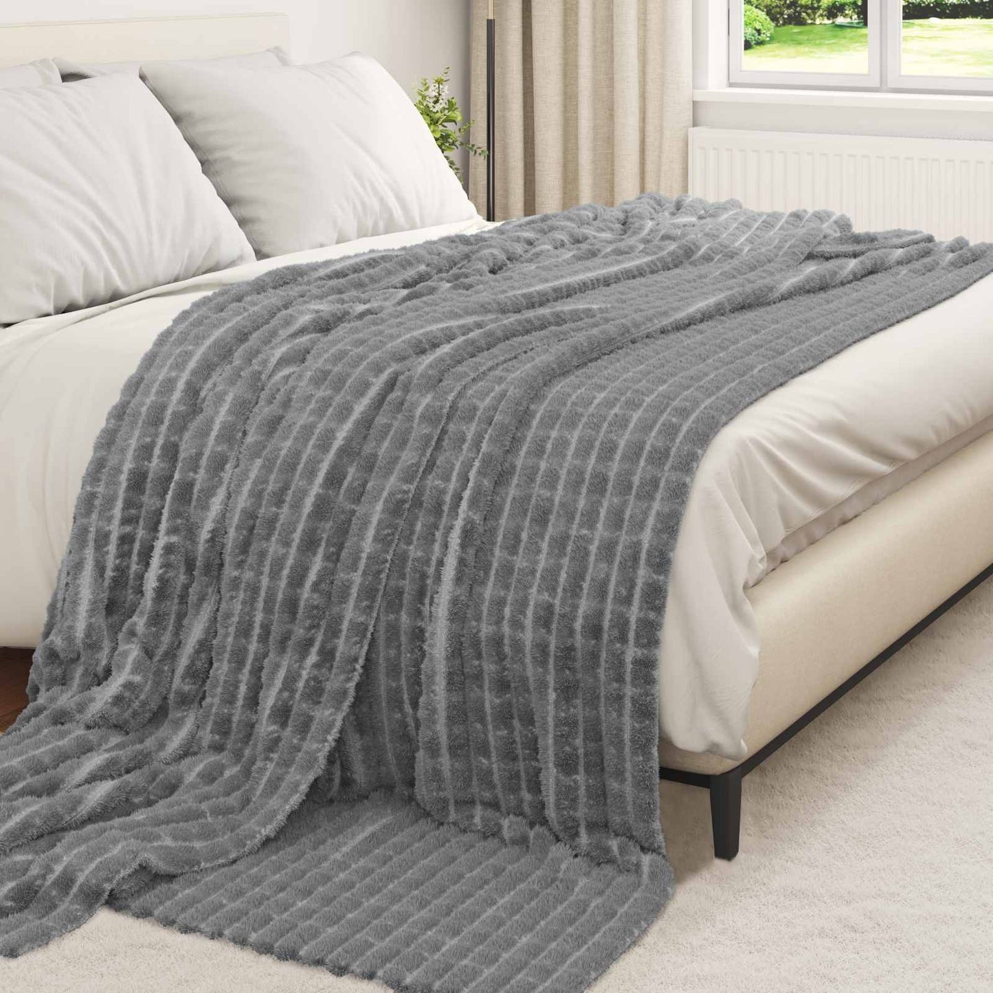 Kleden 6 pcs Donkergrijs 240 x 220 cm Fleece is nu te koop bij PeponiXL, paradijselijk wonen!