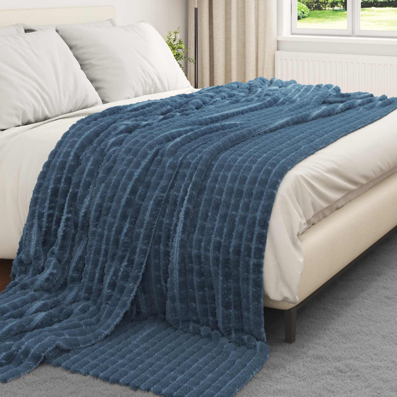 Kleden 6 pcs Marineblauw 240 x 220 cm Fleece is nu te koop bij PeponiXL, paradijselijk wonen!