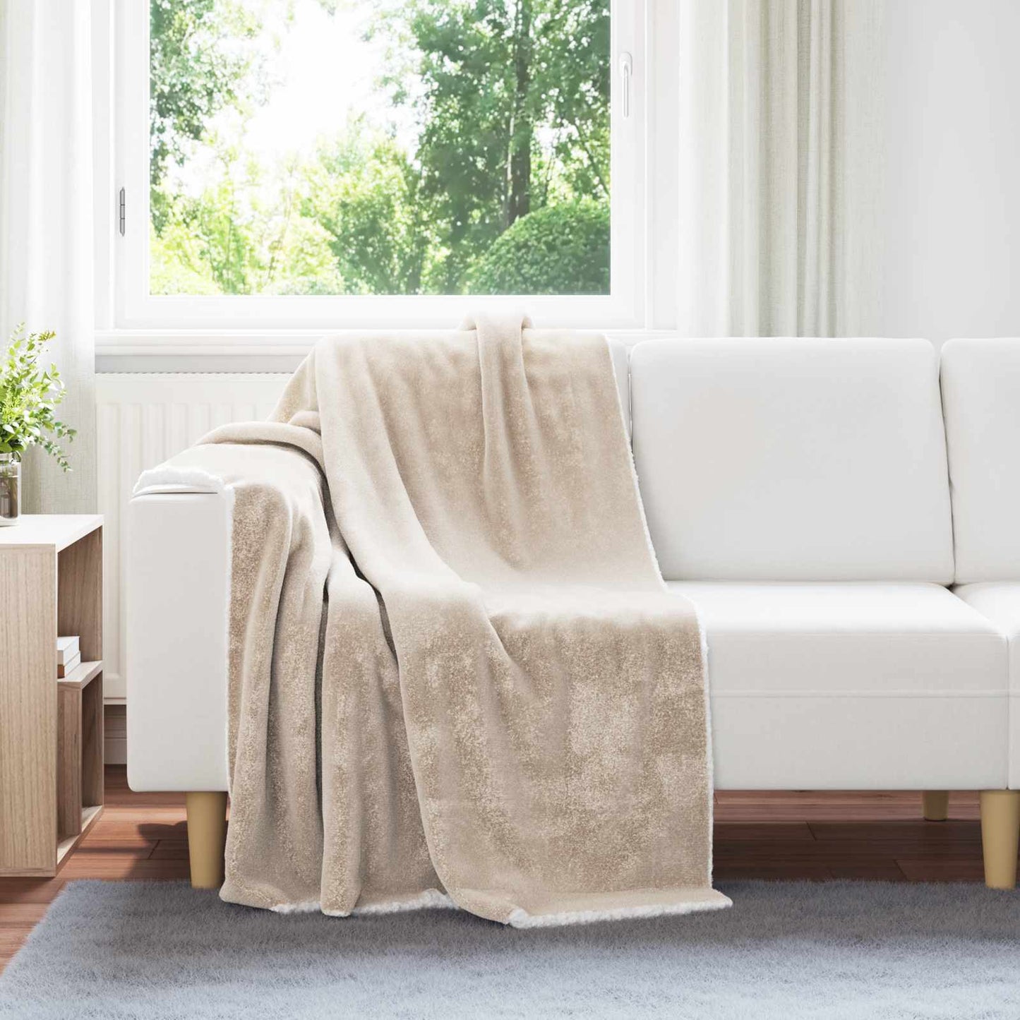 Gooi Deken Beige 130 x 150 cm Fleece is nu te koop bij PeponiXL, paradijselijk wonen!