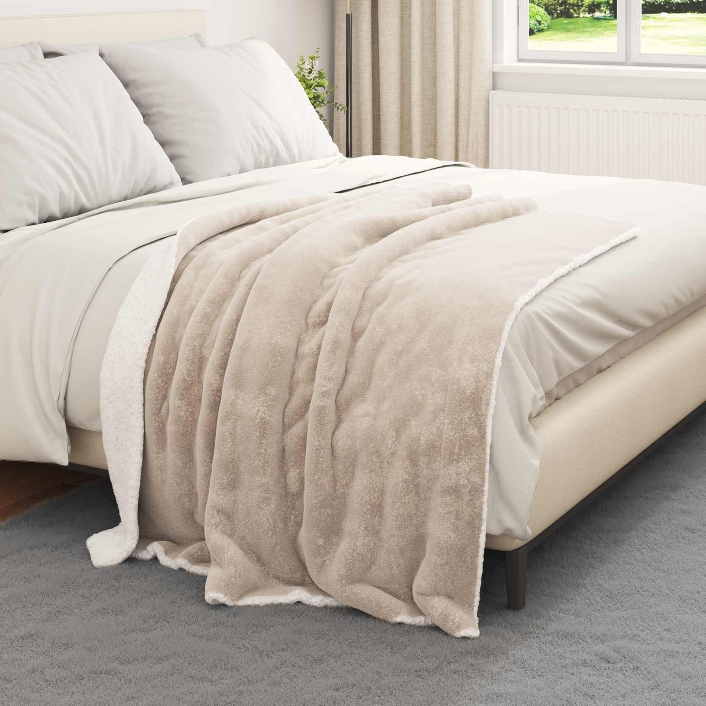 Gooi Deken Beige 130 x 150 cm Fleece is nu te koop bij PeponiXL, paradijselijk wonen!