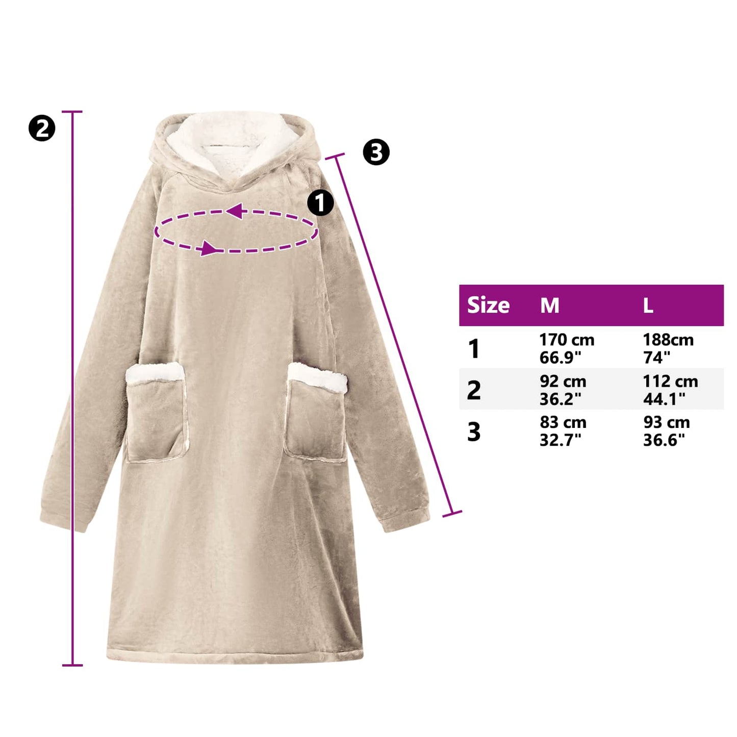 Deken hoodie Beige M Fleece en Flanel is nu te koop bij PeponiXL, paradijselijk wonen!