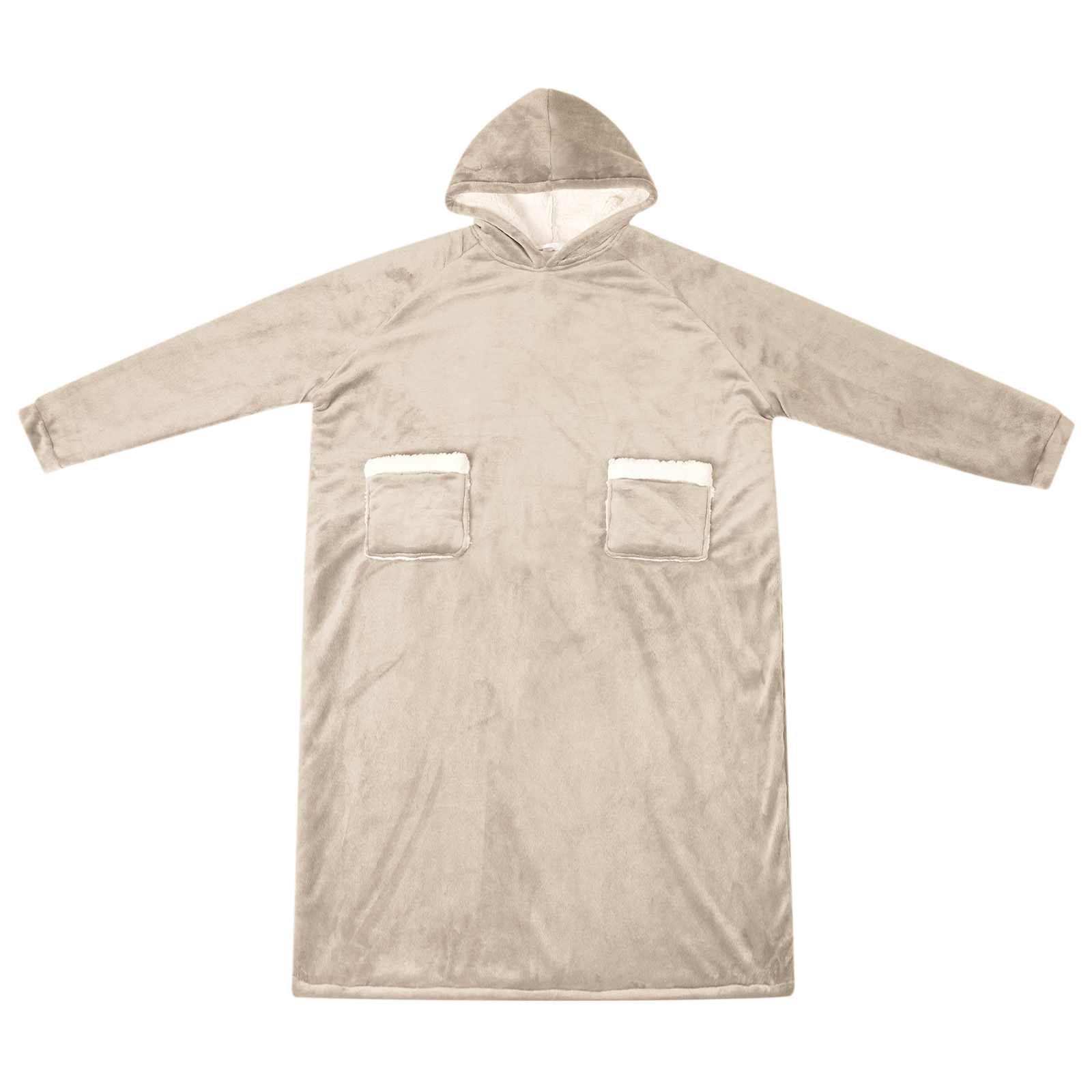 Deken hoodie Beige L Fleece en Flanel is nu te koop bij PeponiXL, paradijselijk wonen!