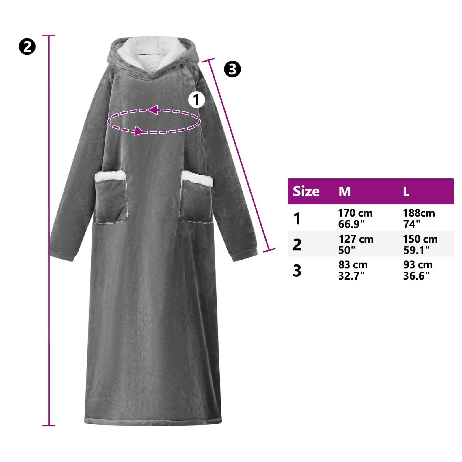 Deken hoodie Donkergrijs M Fleece en Flanel is nu te koop bij PeponiXL, paradijselijk wonen!