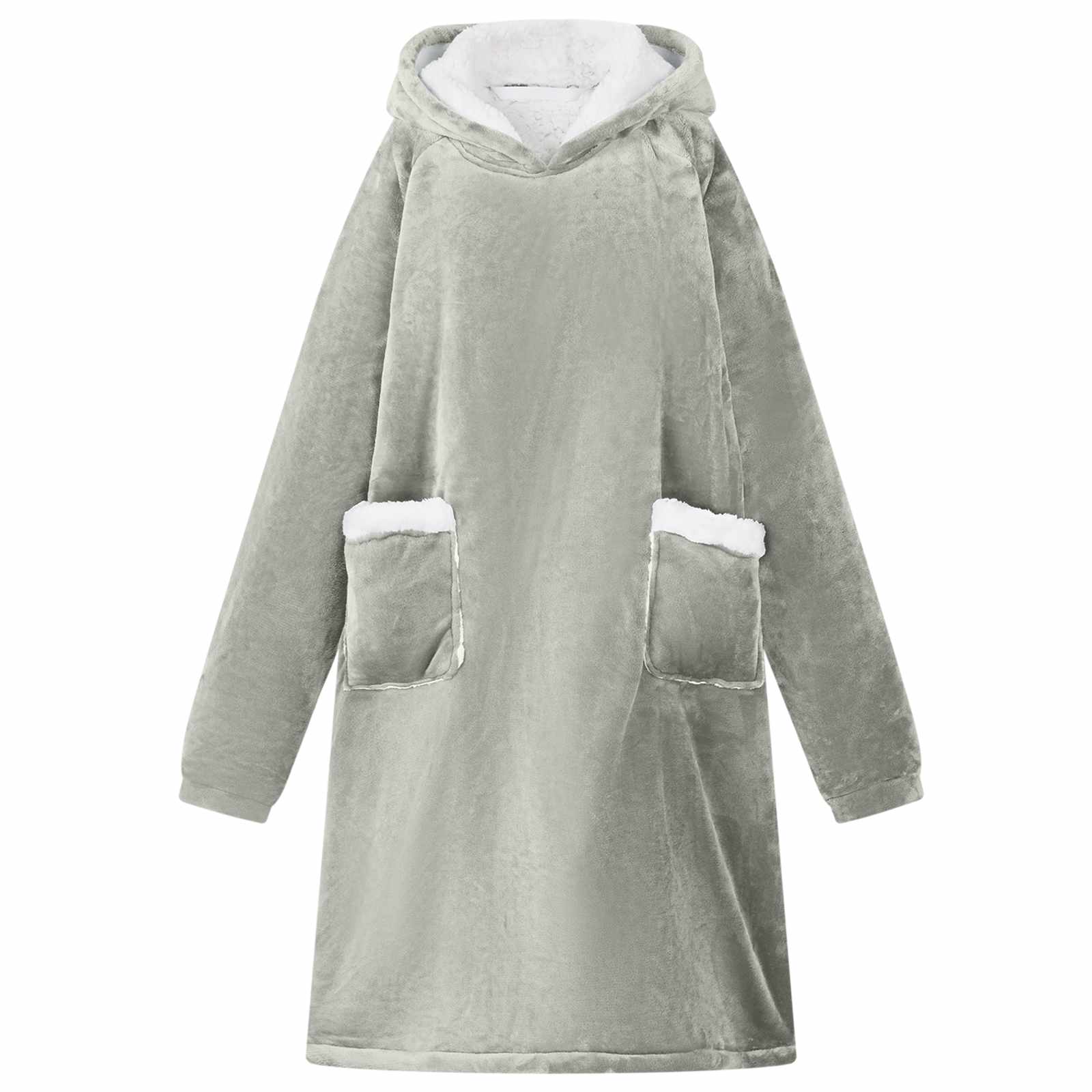 Deken hoodie Grijs M Fleece en Flanel is nu te koop bij PeponiXL, paradijselijk wonen!