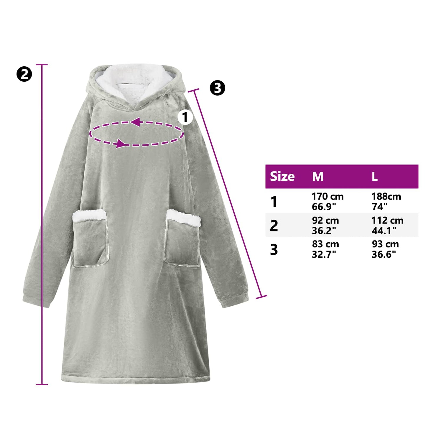 Deken hoodie Grijs L Fleece en Flanel is nu te koop bij PeponiXL, paradijselijk wonen!