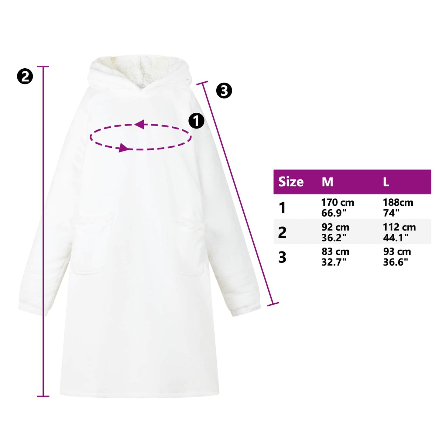 Deken hoodie Wit M Fleece en Flanel is nu te koop bij PeponiXL, paradijselijk wonen!