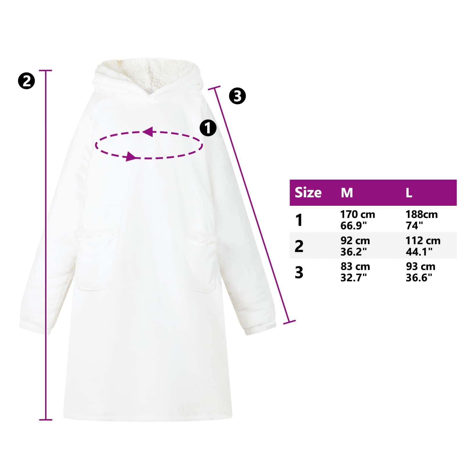 Deken hoodie Wit M Fleece en Flanel is nu te koop bij PeponiXL, paradijselijk wonen!