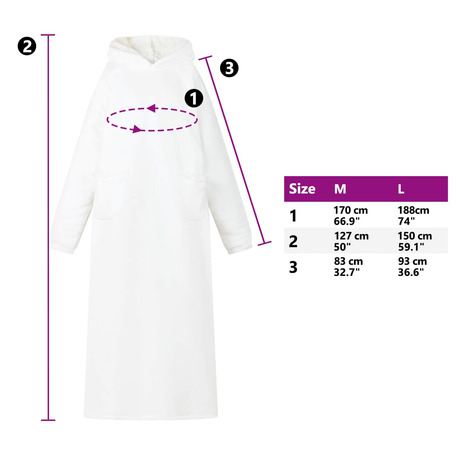 Deken hoodie Wit M Fleece en Flanel is nu te koop bij PeponiXL, paradijselijk wonen!