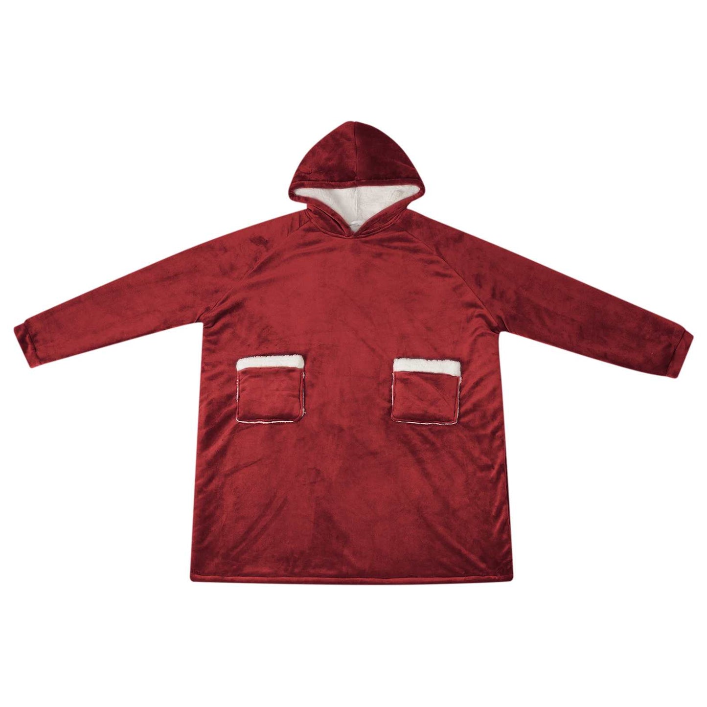 Deken hoodie Bordeaux Rood L Fleece en Flanel is nu te koop bij PeponiXL, paradijselijk wonen!