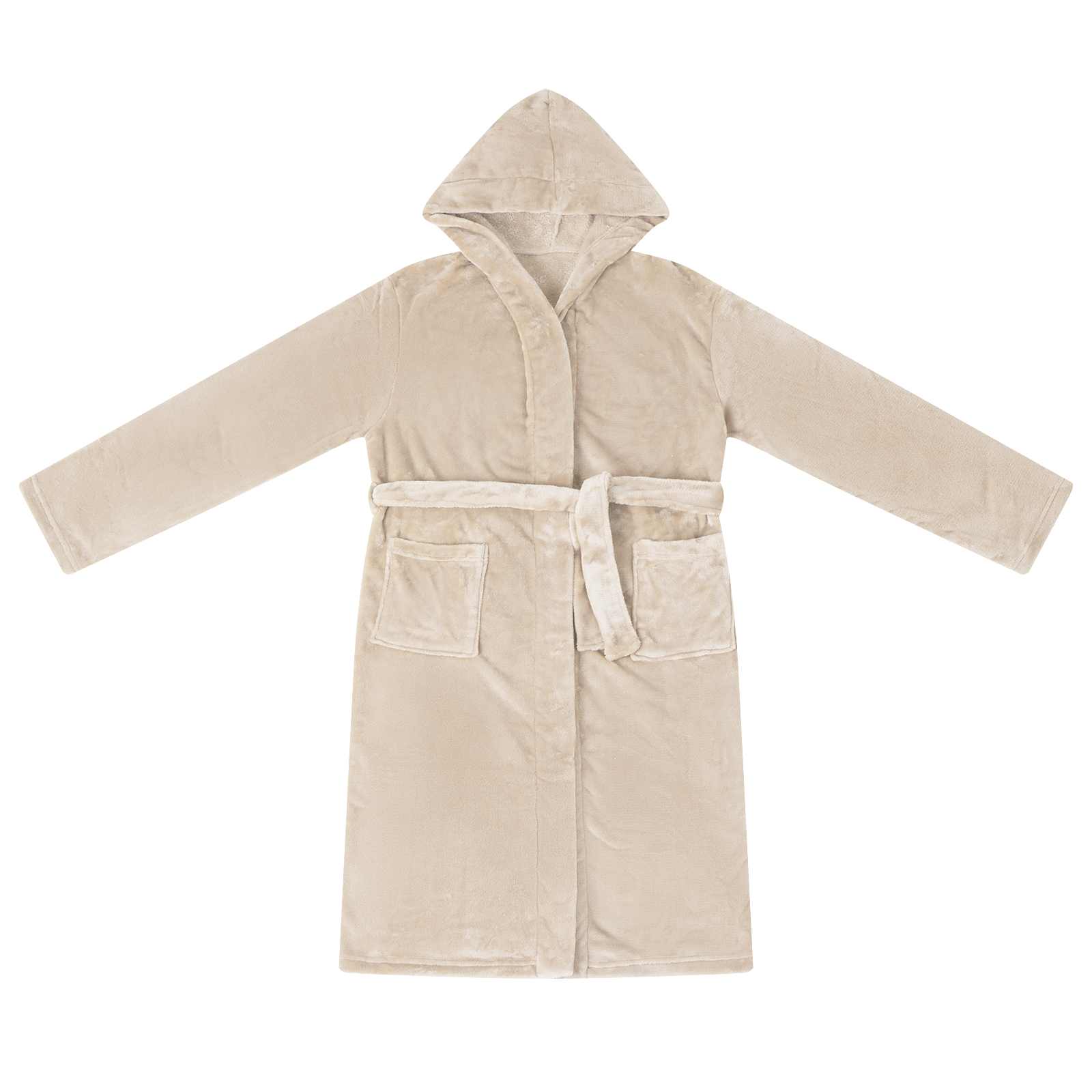 Badjas Hoodie Beige l Flanel is nu te koop bij PeponiXL, paradijselijk wonen!