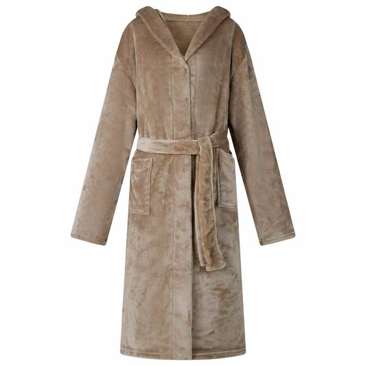 Badjas Hoodie Kameel l Flanel is nu te koop bij PeponiXL, paradijselijk wonen!