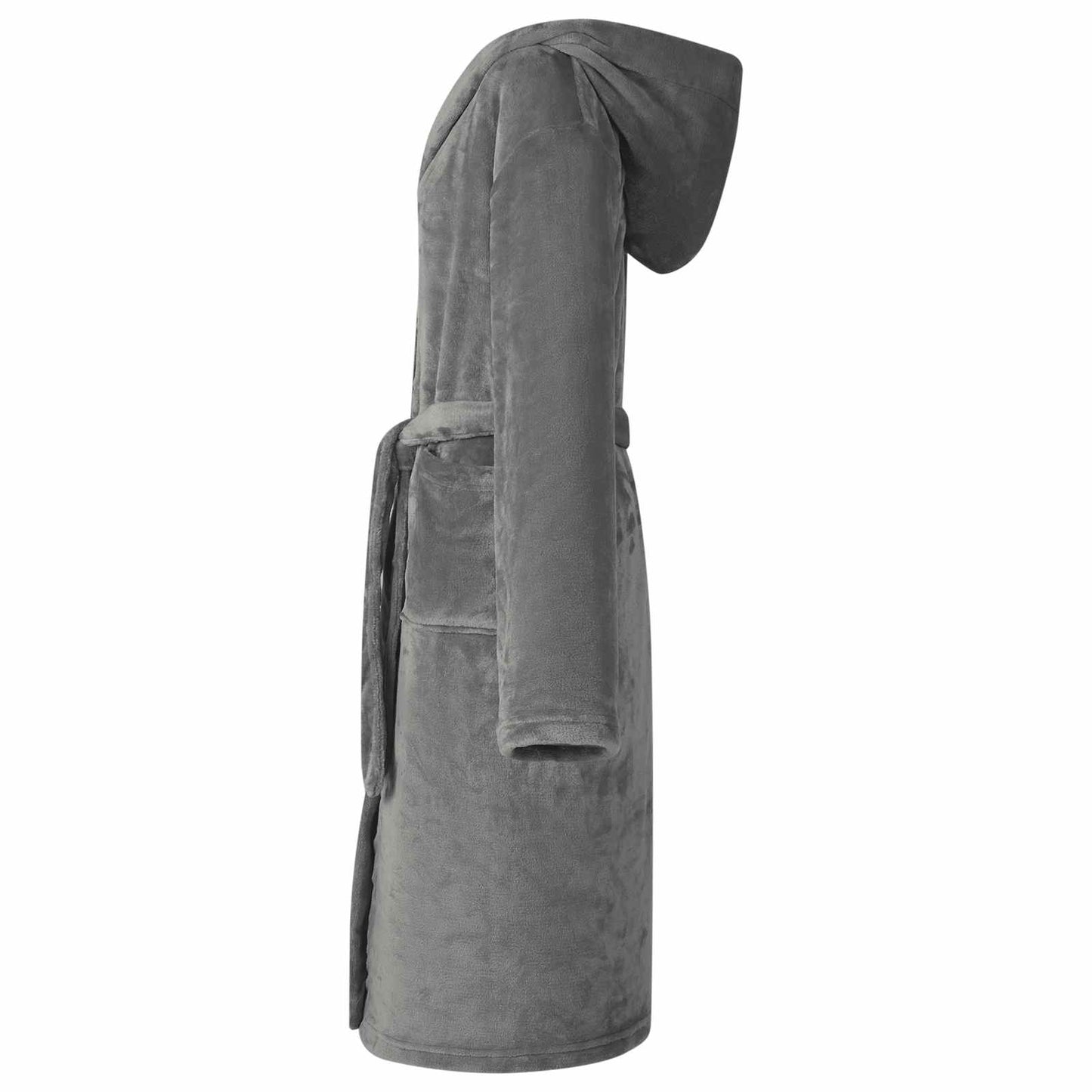 Badjas Hoodie Donkergrijs m Flanel is nu te koop bij PeponiXL, paradijselijk wonen!