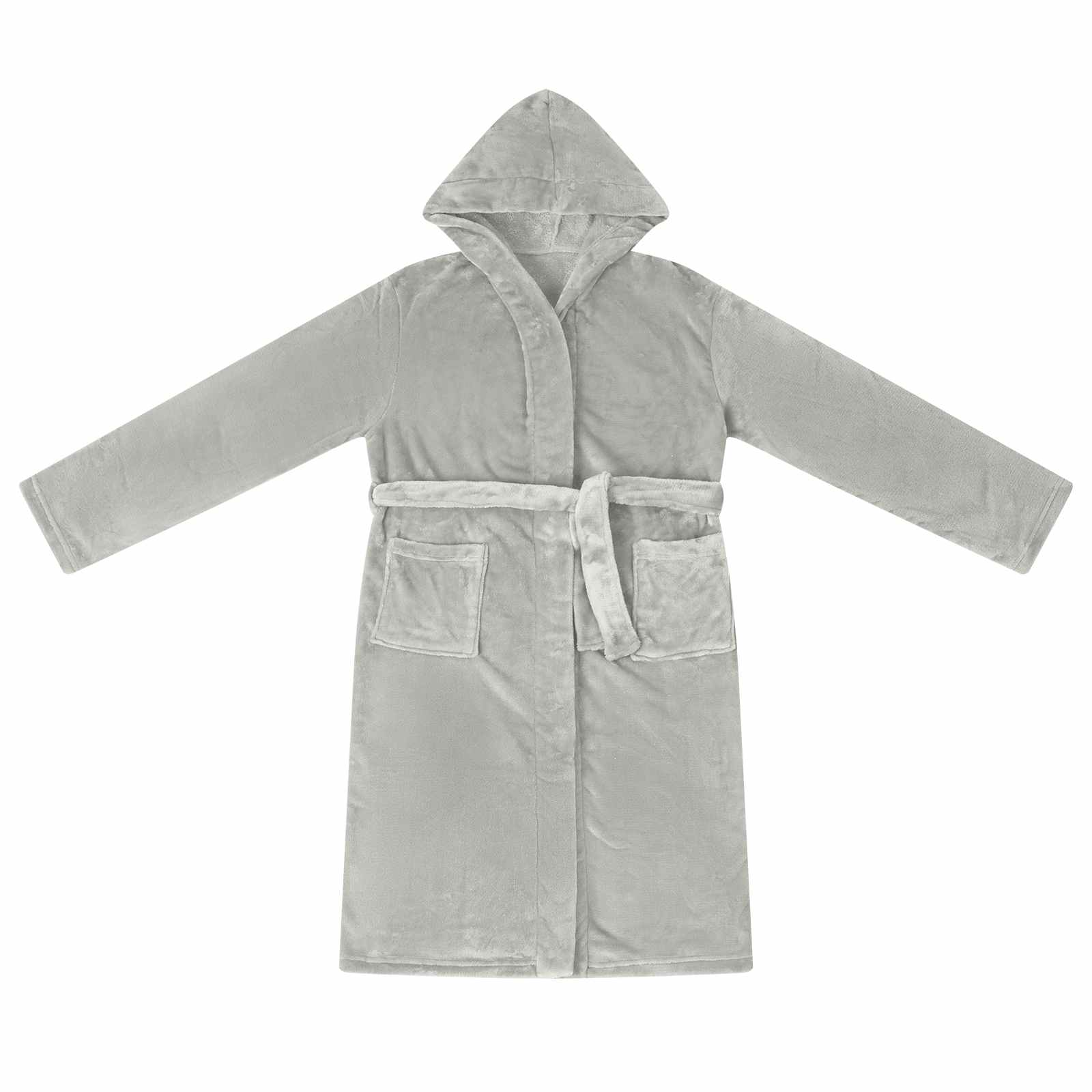 Badjas Hoodie Grijs l Flanel is nu te koop bij PeponiXL, paradijselijk wonen!