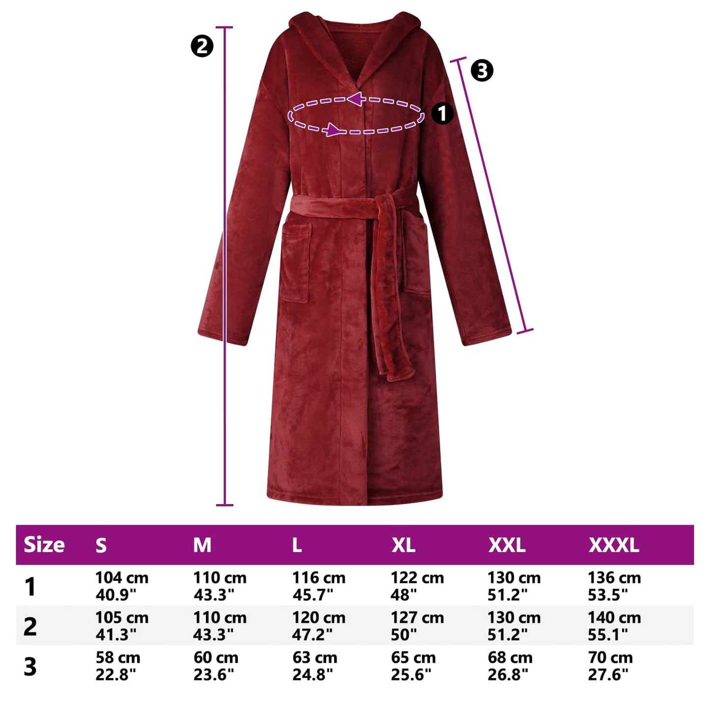 Badjas Hoodie Bordeaux Rood s Flanel is nu te koop bij PeponiXL, paradijselijk wonen!