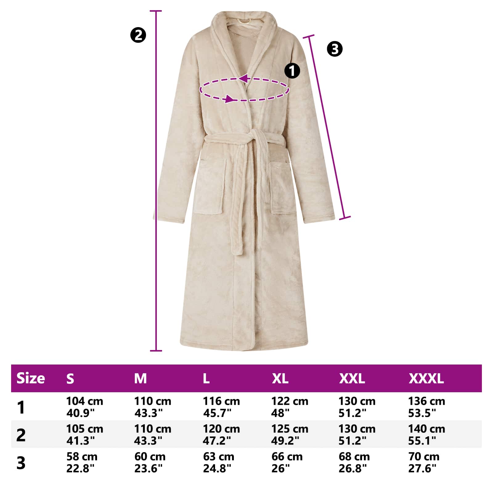 Badjas zonder Kap Beige m Flanel is nu te koop bij PeponiXL, paradijselijk wonen!