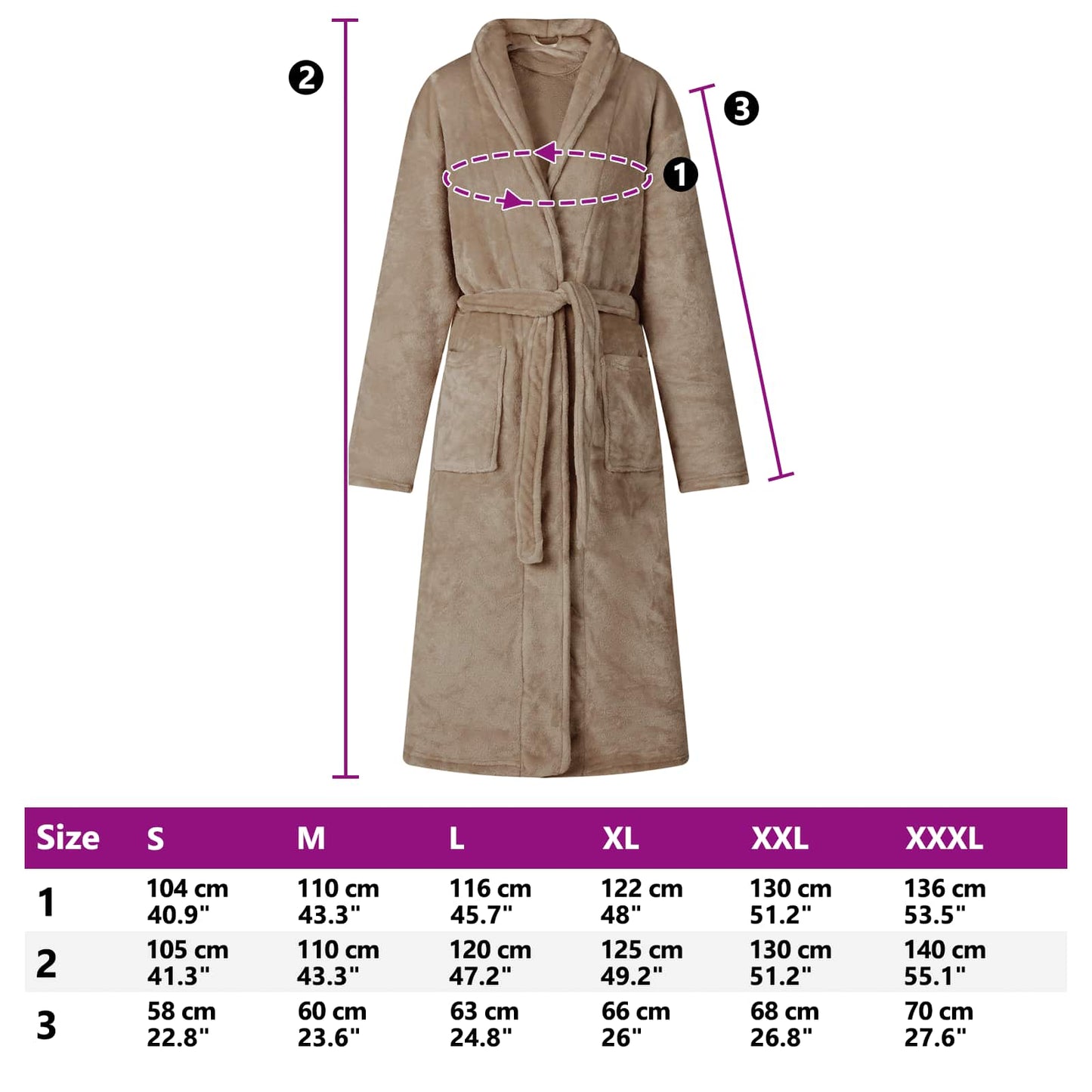 Badjas zonder Kap Kameel xl Flanel is nu te koop bij PeponiXL, paradijselijk wonen!