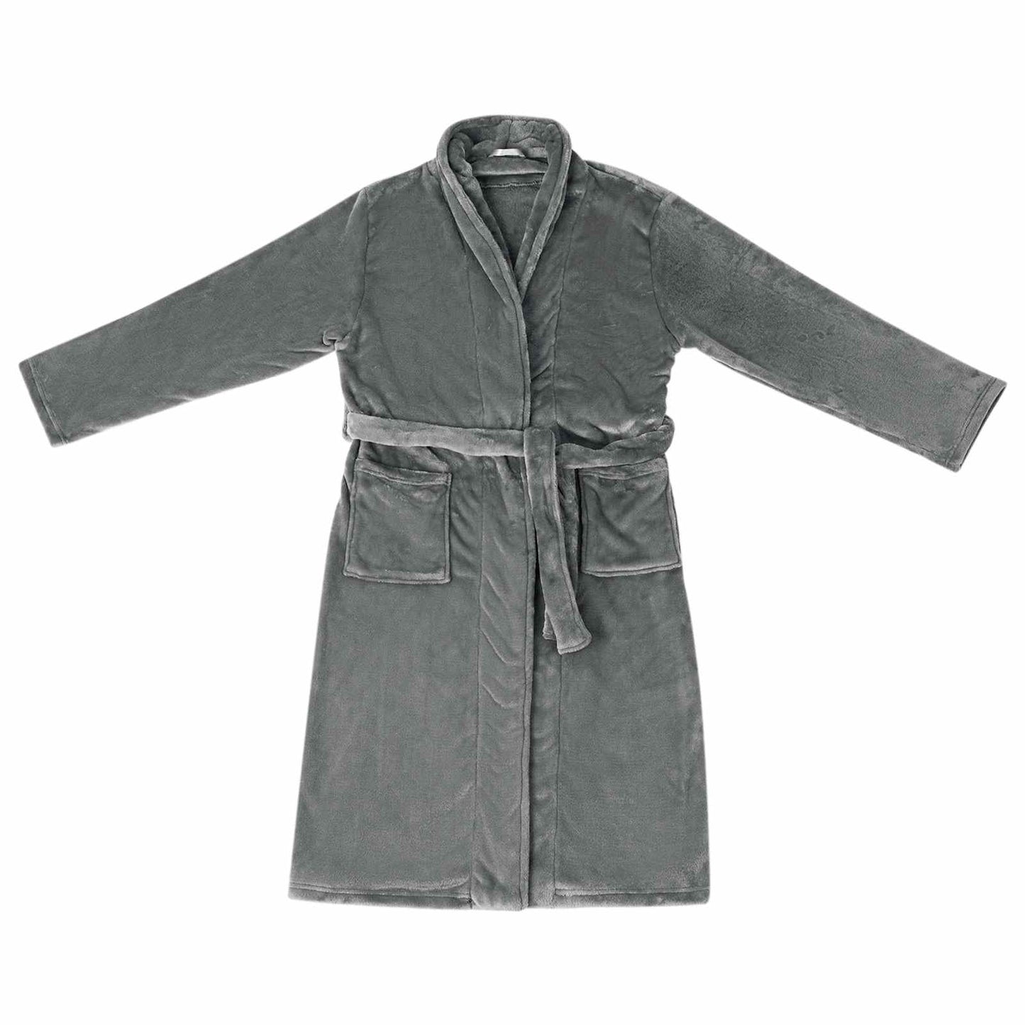 Badjas zonder Kap Donkergrijs m Flanel is nu te koop bij PeponiXL, paradijselijk wonen!