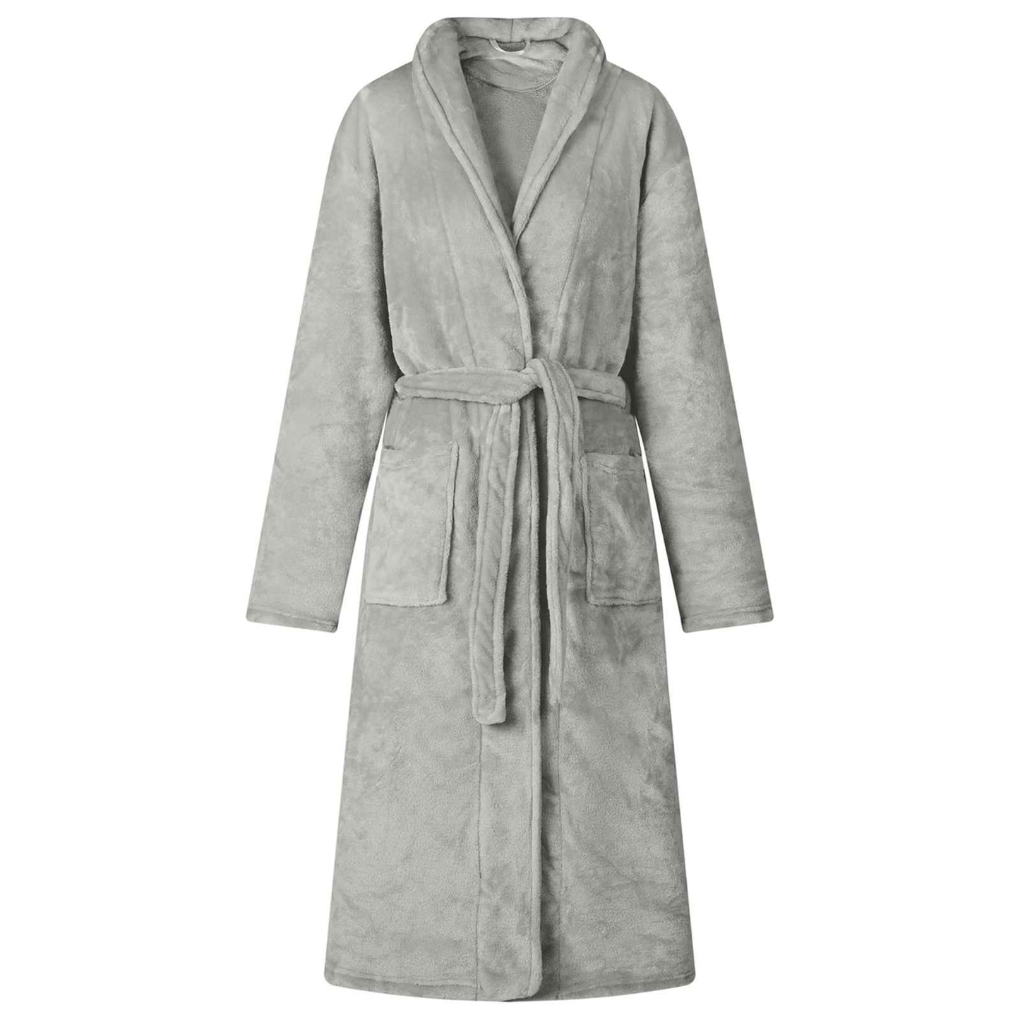 Badjas zonder Kap Grijs l Flanel is nu te koop bij PeponiXL, paradijselijk wonen!