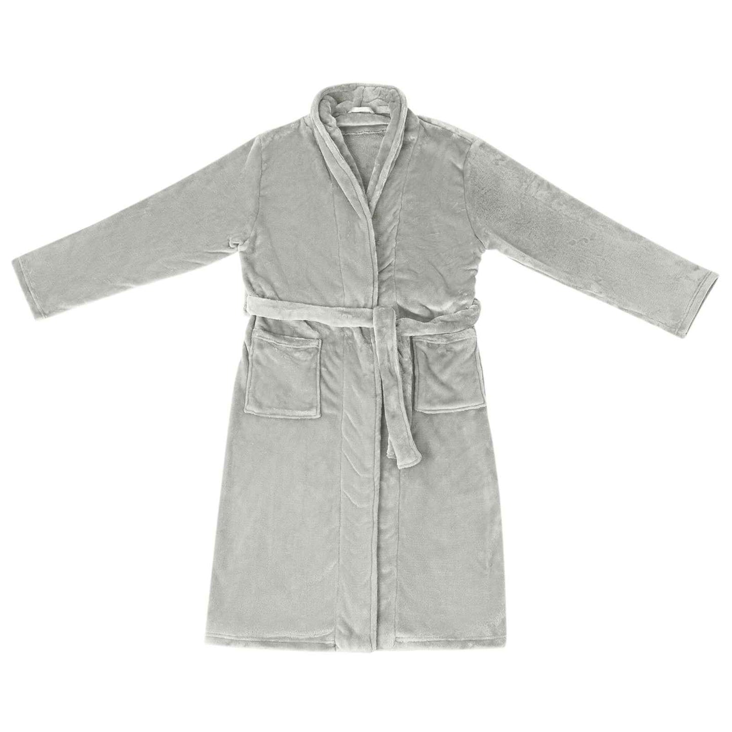 Badjas zonder Kap Grijs l Flanel is nu te koop bij PeponiXL, paradijselijk wonen!