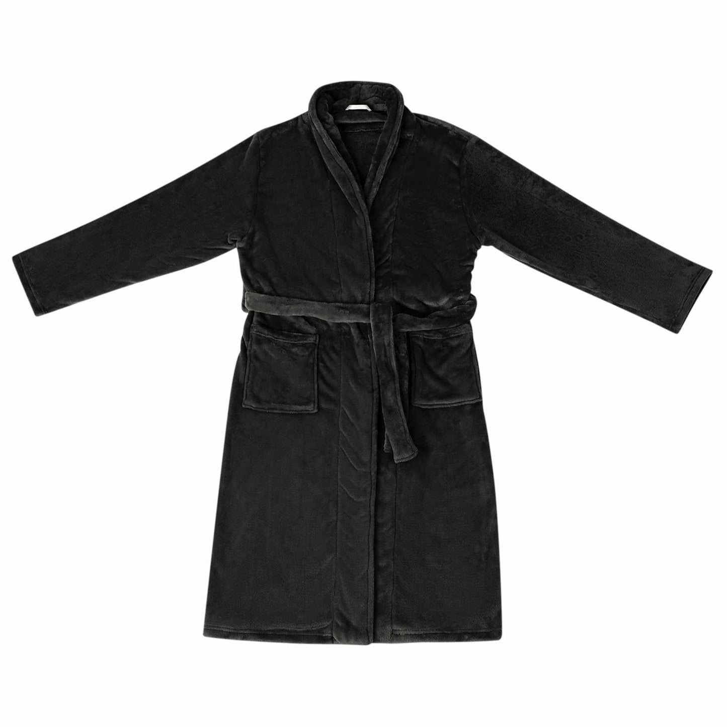 Badjas zonder Kap Zwart m Flanel is nu te koop bij PeponiXL, paradijselijk wonen!