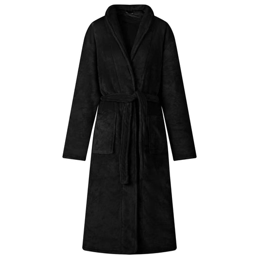 Badjas zonder Kap Zwart l Flanel is nu te koop bij PeponiXL, paradijselijk wonen!