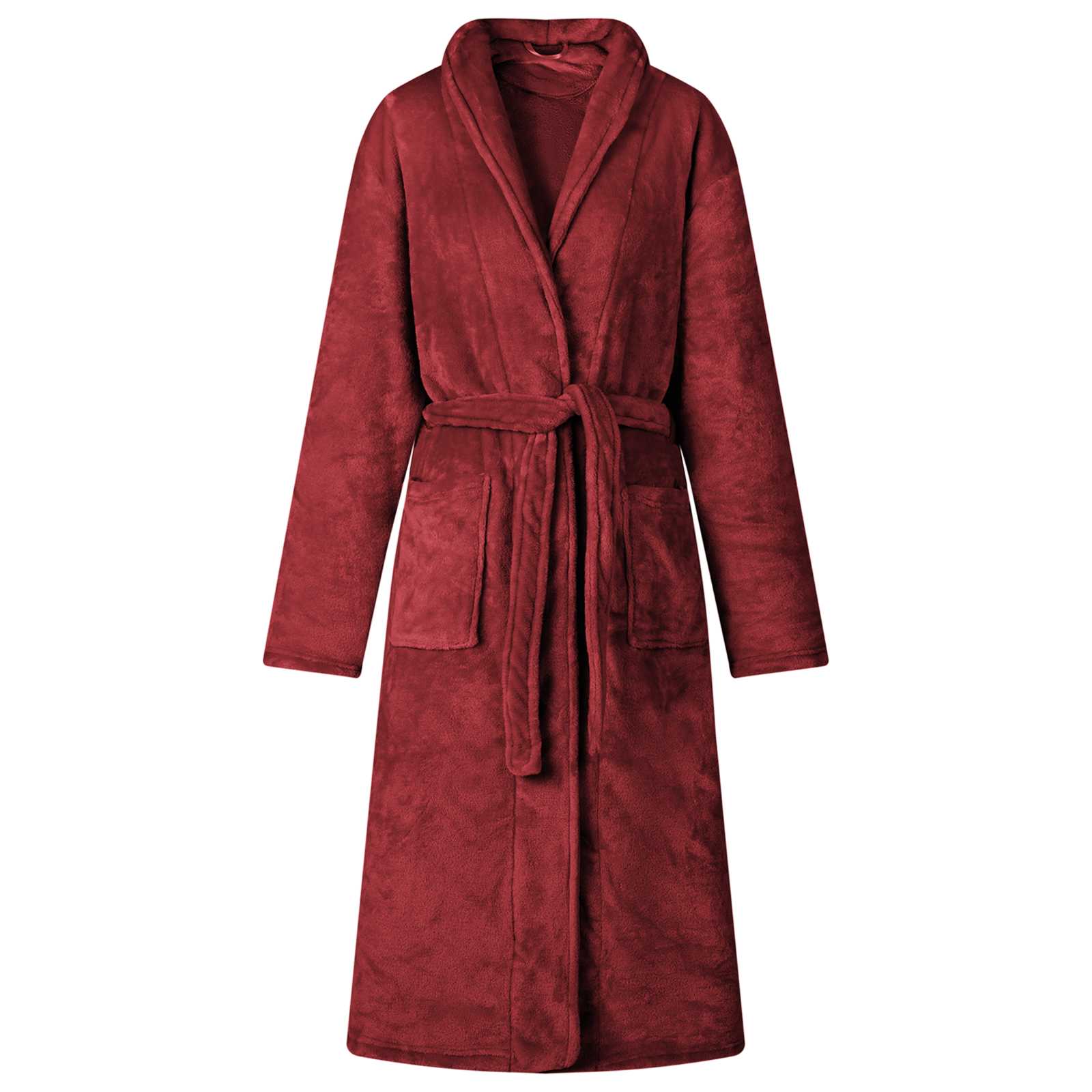 Badjas zonder Kap Bordeaux Rood l Flanel is nu te koop bij PeponiXL, paradijselijk wonen!