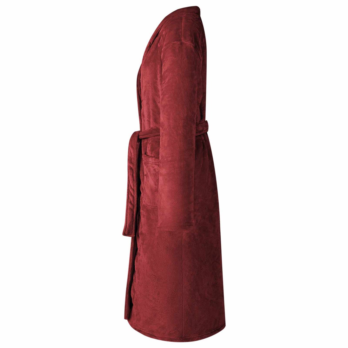 Badjas zonder Kap Bordeaux Rood l Flanel is nu te koop bij PeponiXL, paradijselijk wonen!