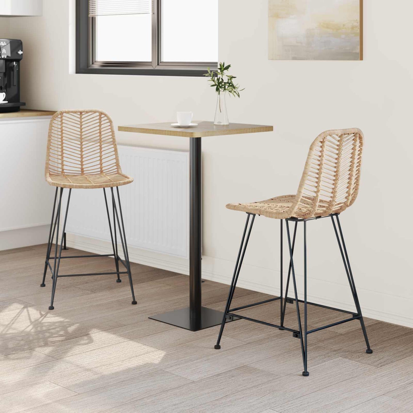 Barkruk 2 pcs Naturel 44,5 x 54,5 x 97,5 cm Riet en IJzer is nu te koop bij PeponiXL, paradijselijk wonen!