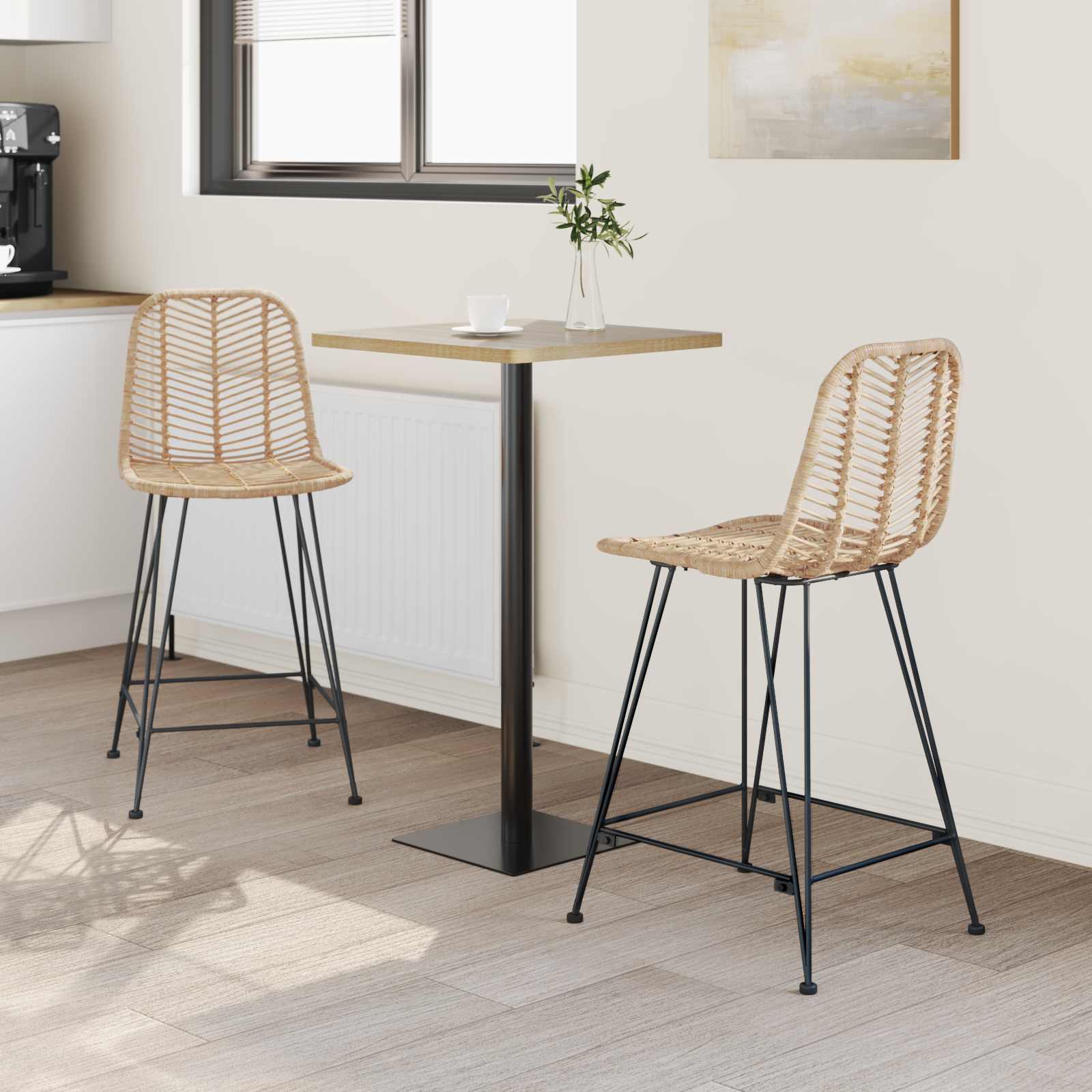 Barkruk 2 pcs Naturel 44,5 x 54,5 x 97,5 cm Riet en IJzer is nu te koop bij PeponiXL, paradijselijk wonen!