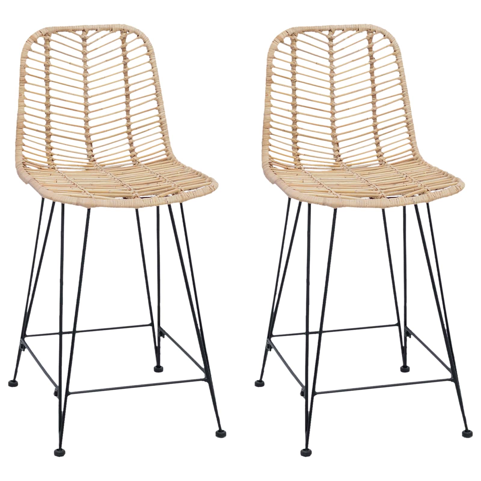 Barkruk 2 pcs Naturel 44,5 x 54,5 x 97,5 cm Riet en IJzer is nu te koop bij PeponiXL, paradijselijk wonen!