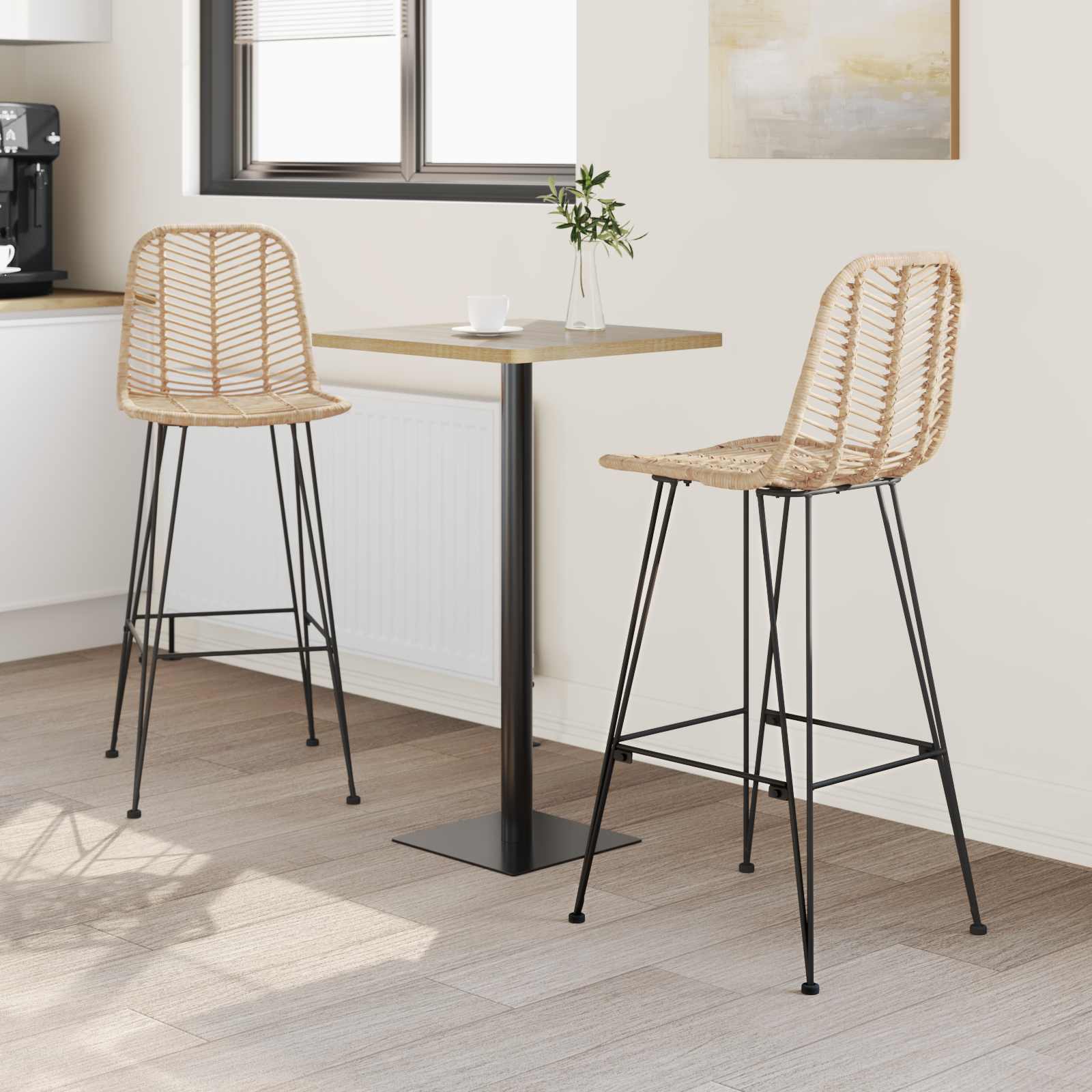 Barkruk 2 pcs Naturel 44,5 x 53 x 111 cm Riet en IJzer is nu te koop bij PeponiXL, paradijselijk wonen!