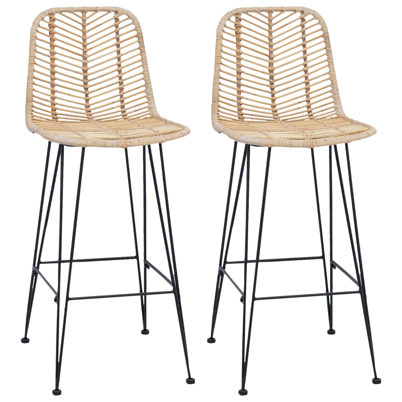 Barkruk 2 pcs Naturel 44,5 x 53 x 111 cm Riet en IJzer is nu te koop bij PeponiXL, paradijselijk wonen!