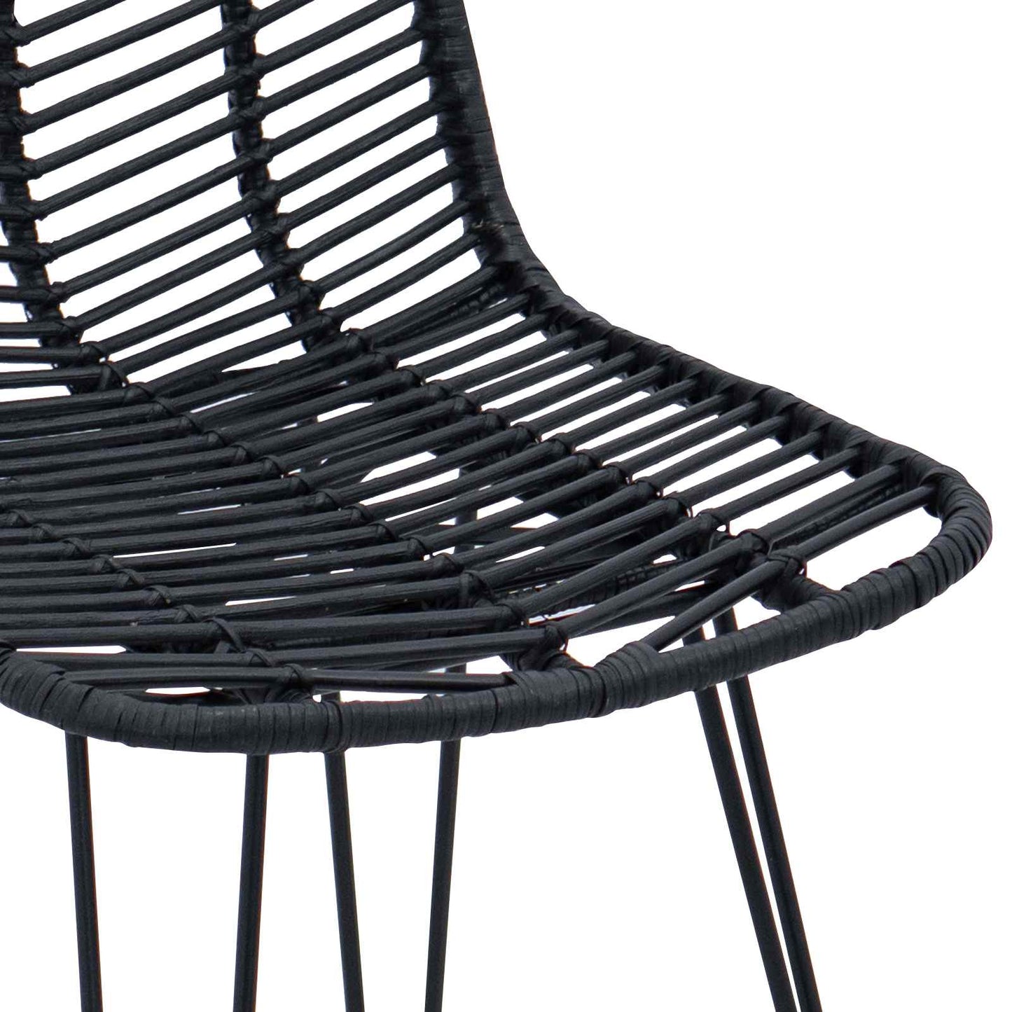 Barkruk 2 pcs Zwart 44,5 x 54,5 x 97,5 cm Riet en IJzer is nu te koop bij PeponiXL, paradijselijk wonen!